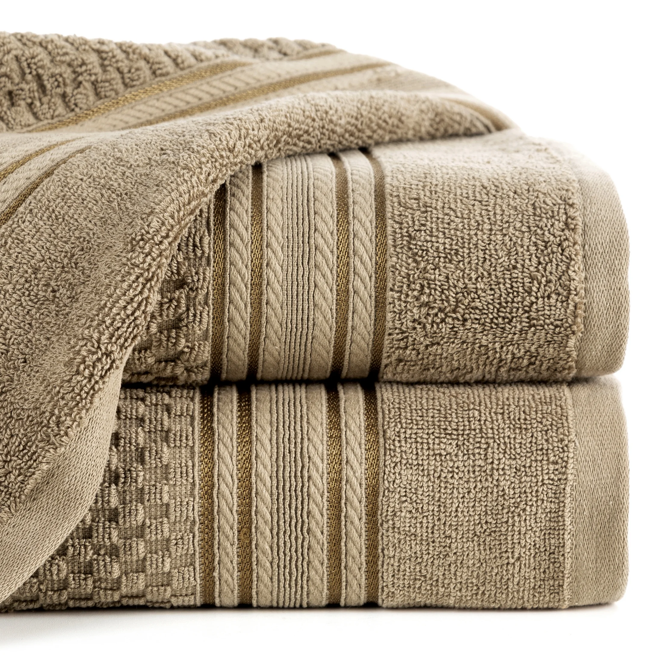 Ręcznik do rąk 30x50 cm bawełniany kolor beżowy zdobiony subtelnymi paseczkami 500 g/m2 DAVOS