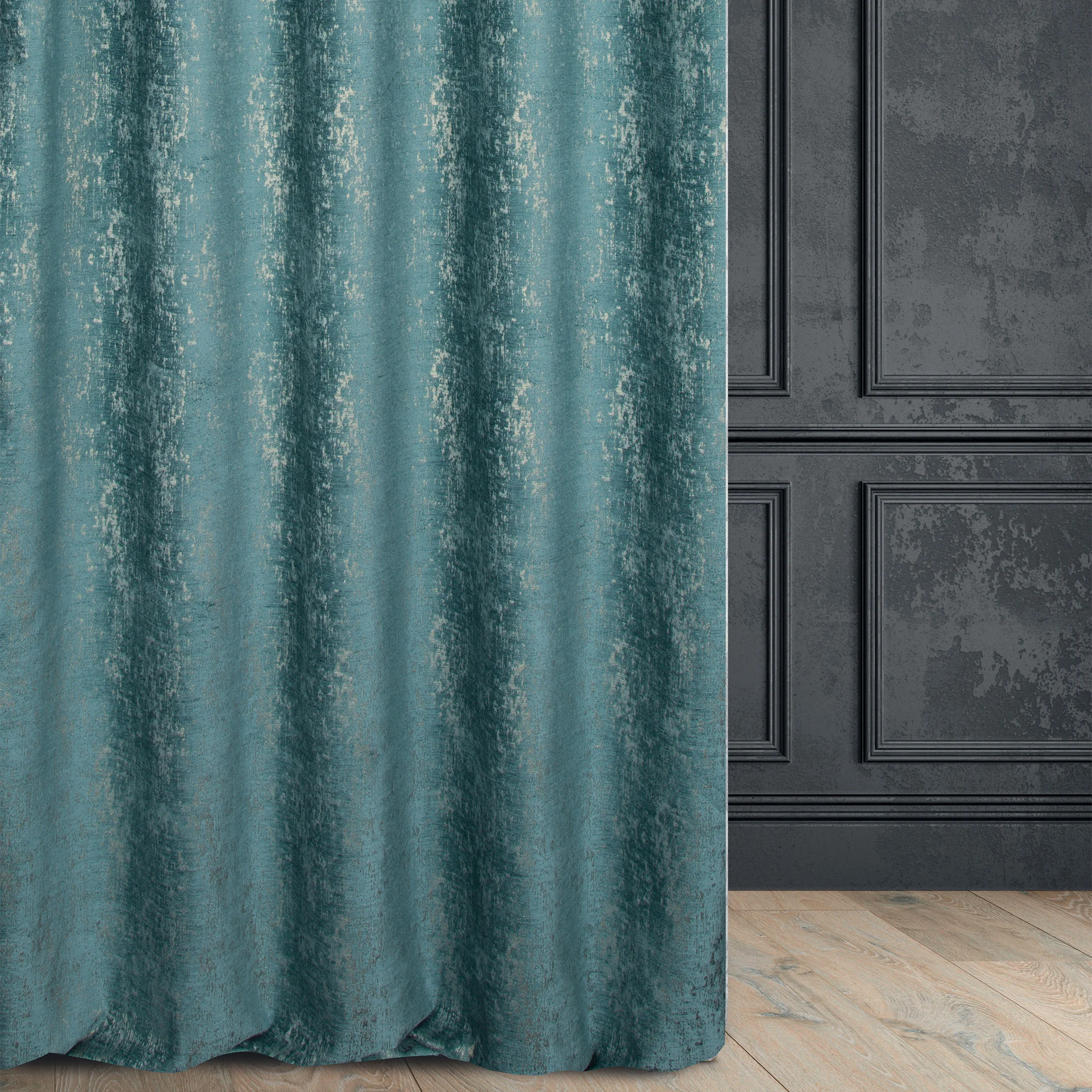 Tkanina zasłonowa szenilowa z marmurkowym wzorem podkreślonym złotą nicią z kolekcji Pierre Cardin