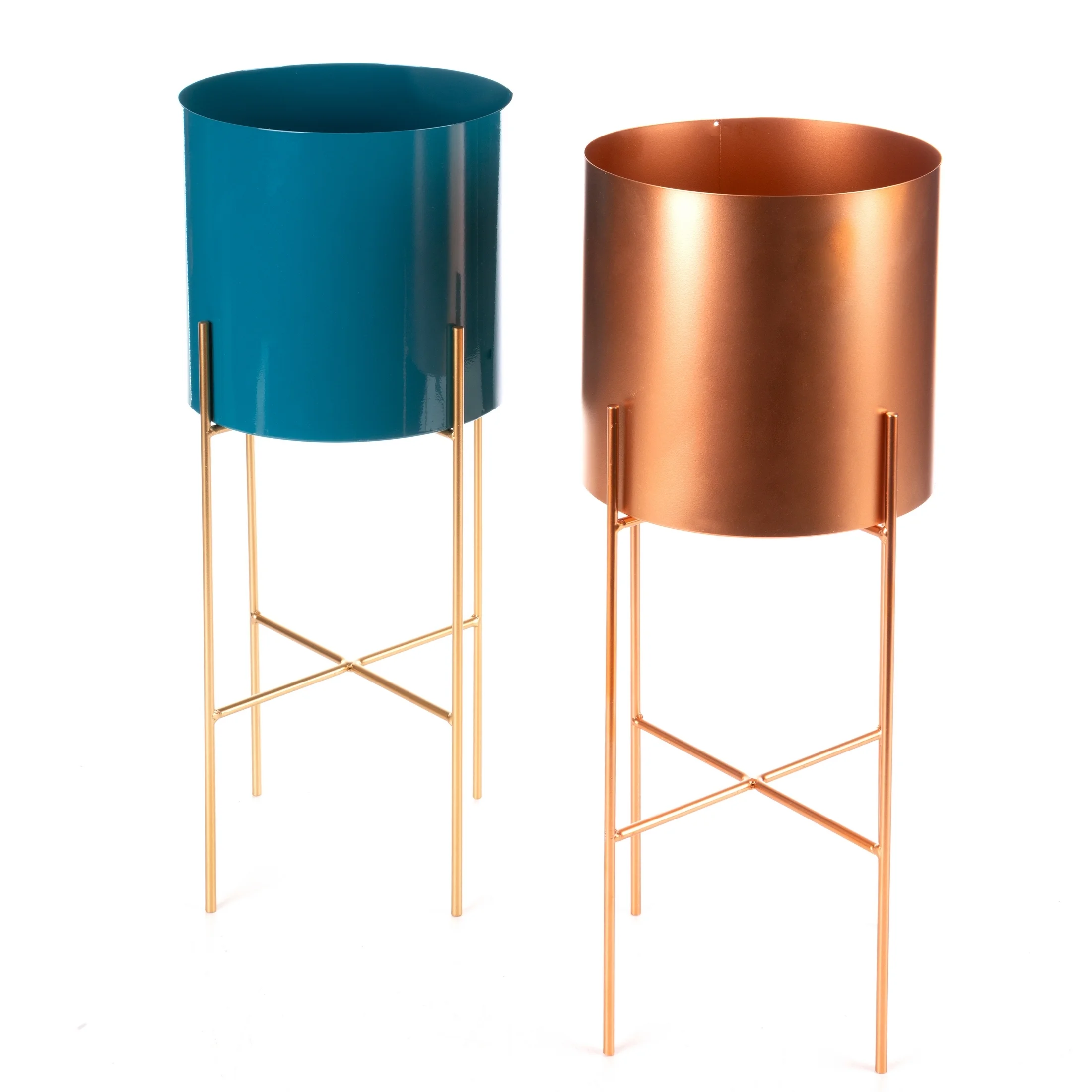 Metalowa osłonka na donicę na stojaku