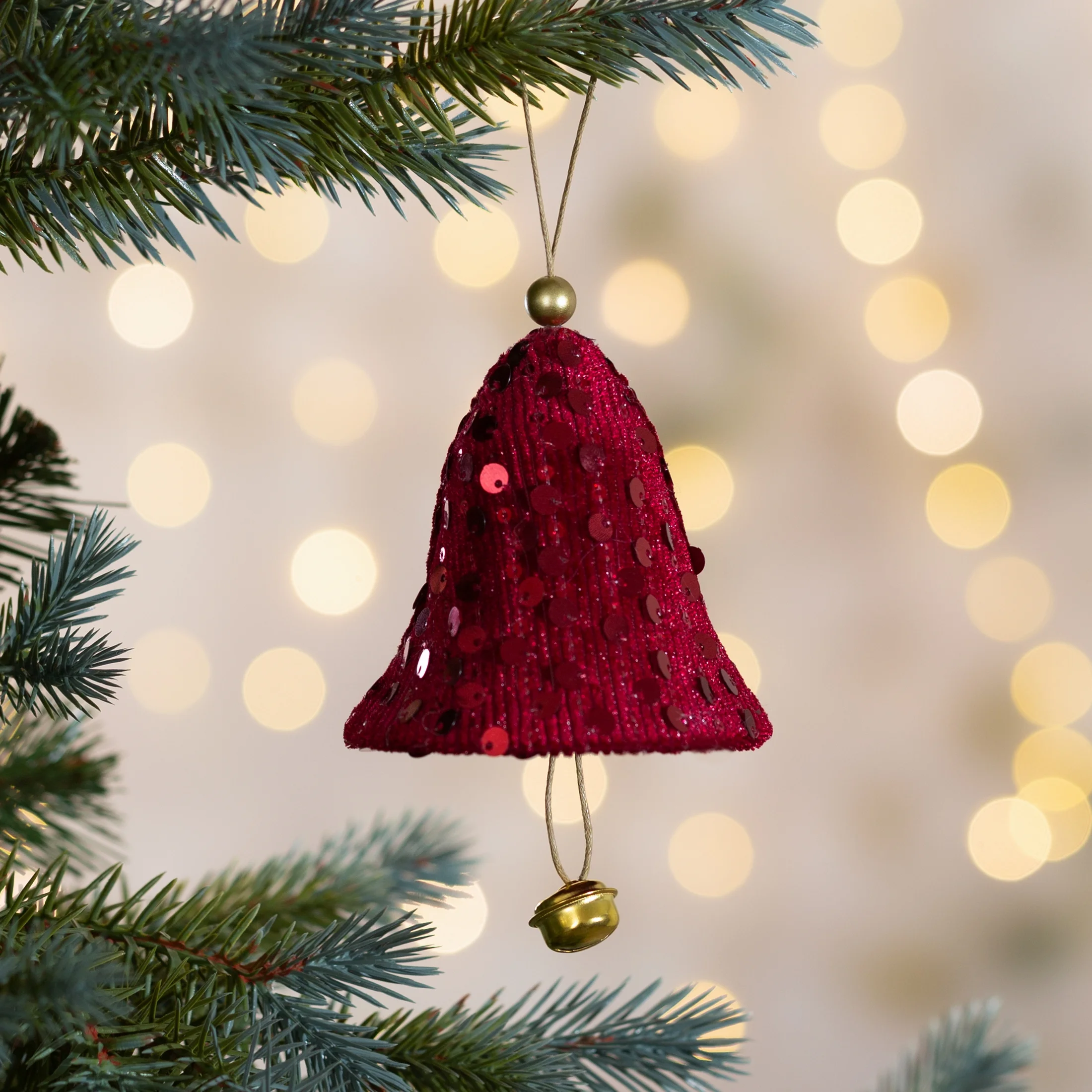 Ozdoba choinkowa DZWONEK z lśniącymi cekinami |