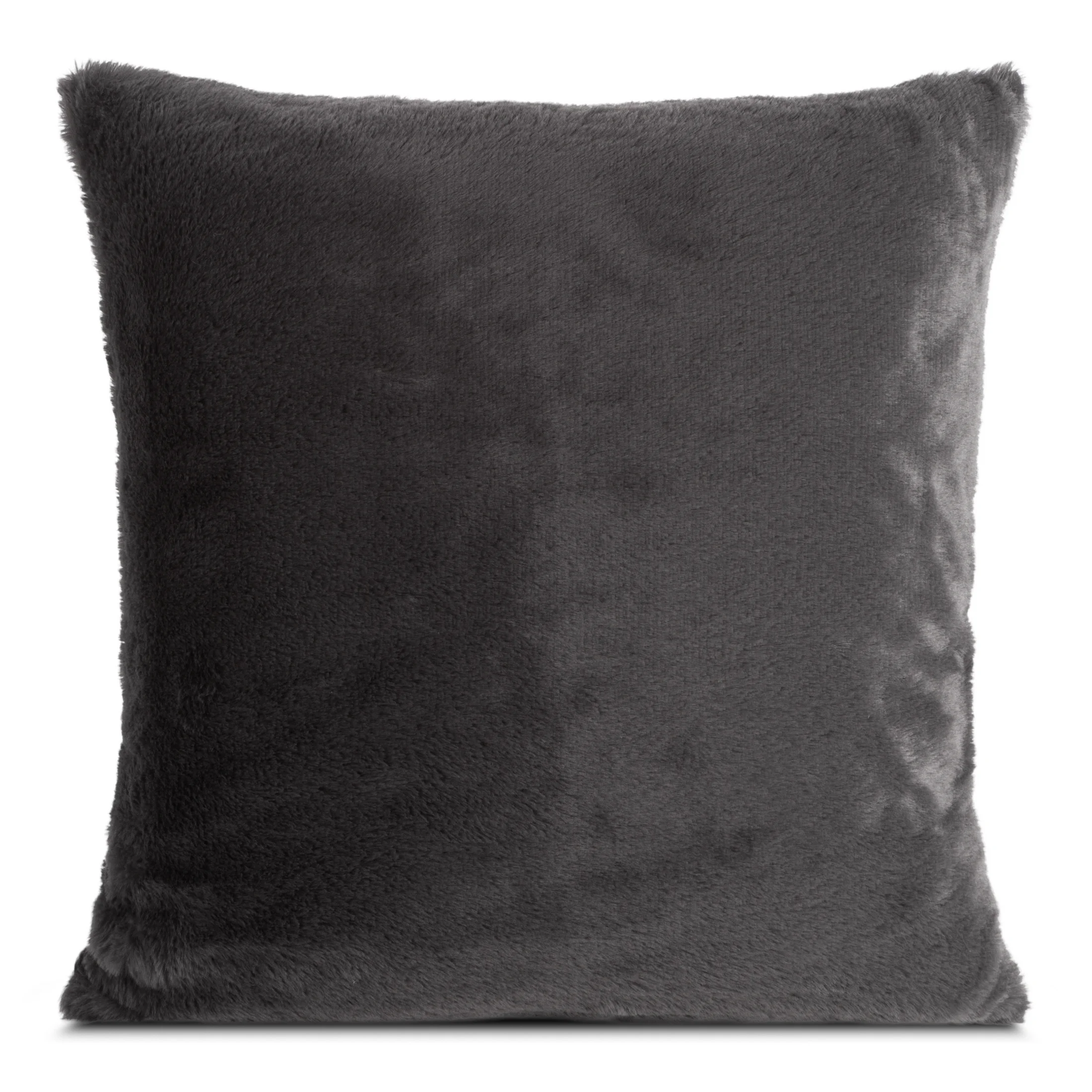 Poszewka na poduszkę 60x60 cm stalowa z miękkiej futrzanej tkaniny NINA | eurofirany