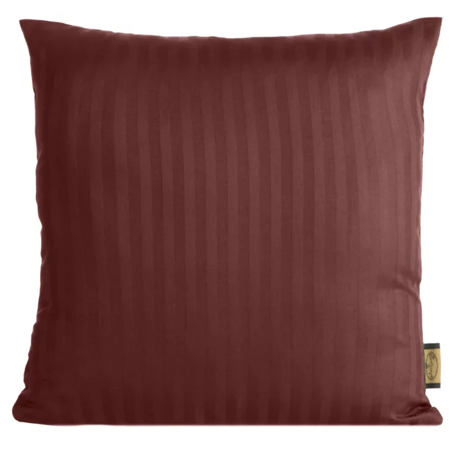Poszewka na poduszkę 40x40 cm z satyny bawełnianej burgundowa w delikatne prążki VERA