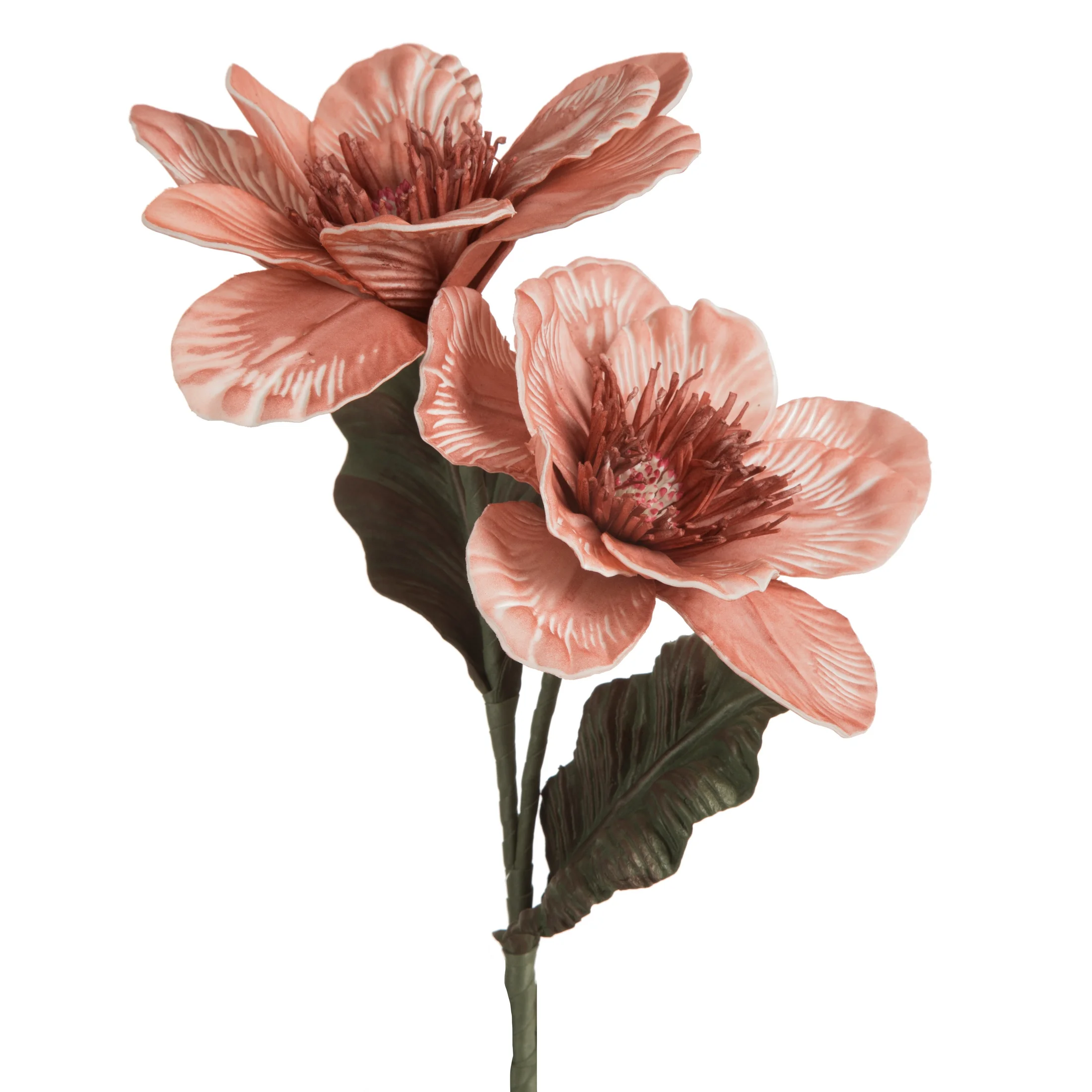 Kwiat sztuczny magnolii ciemnoróżowy z plastycznej pianki foamiran 70 cm