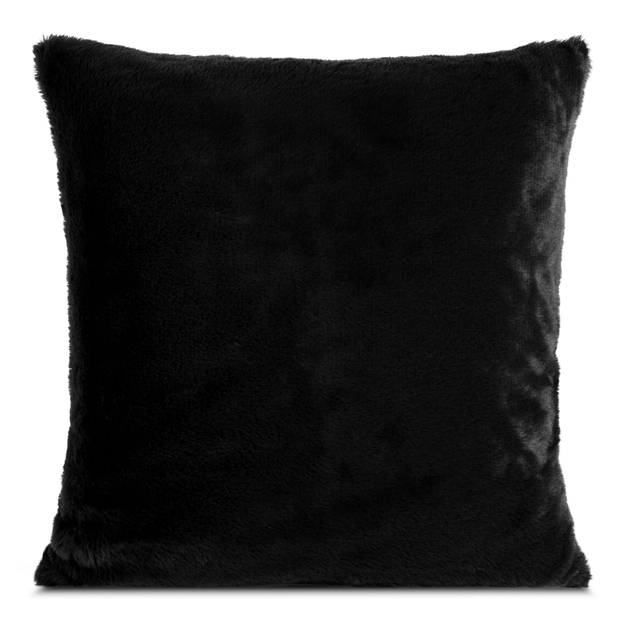 Poszewka na poduszkę 60x60 cm czarna z miękkiej futrzanej tkaniny NINA | eurofirany
