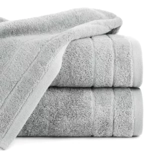 Ręcznik kąpielowy 50x90 cm bawełniany kolor stalowy z welwetową bordiurą 500 g/m2 DAMLA
