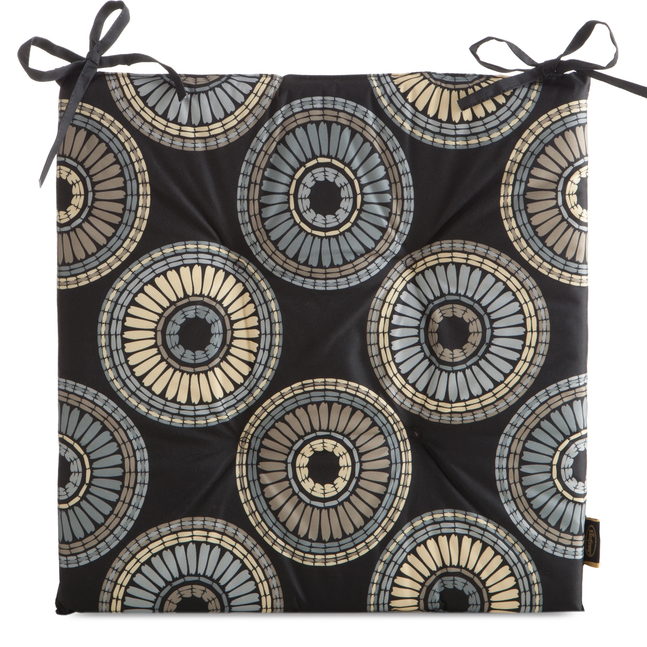 Poduszka na krzesło 43 x 43 x 4 cm czarno, beżowa wodoodporna z motywem mandali GARDEN