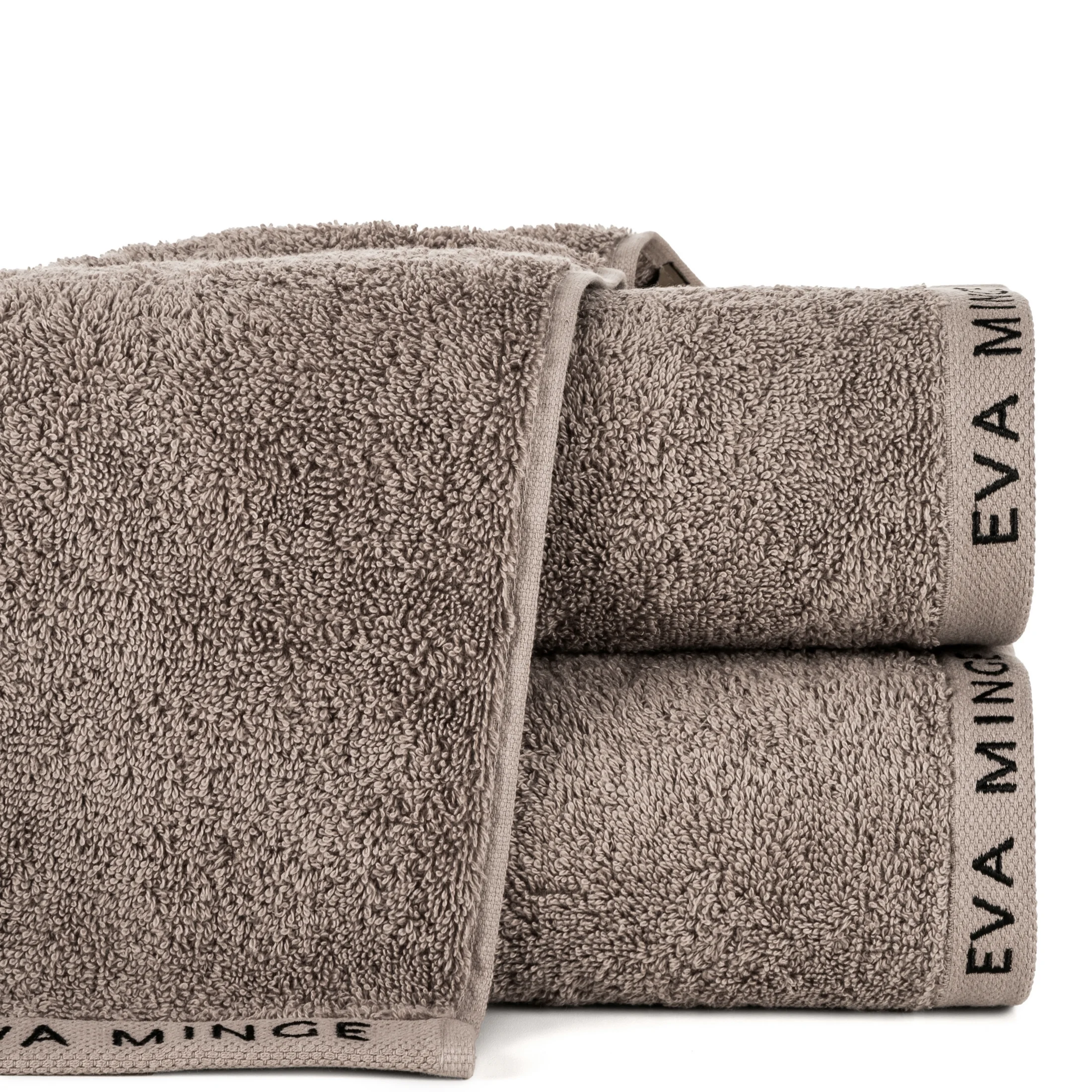 Ręcznik do rąk 30x50 cm bawełniany kolor beżowy z haftowanym logiem Eva Minge 550 g/m2 VENUS