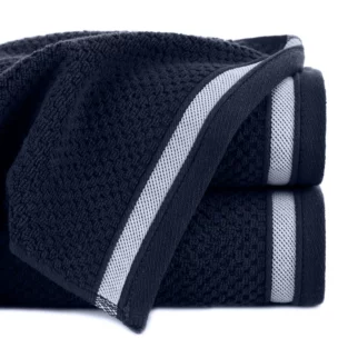 Ręcznik do rąk 30x50 cm bawełniany kolor granatowy w pasy 500 g/m2 MADLEN