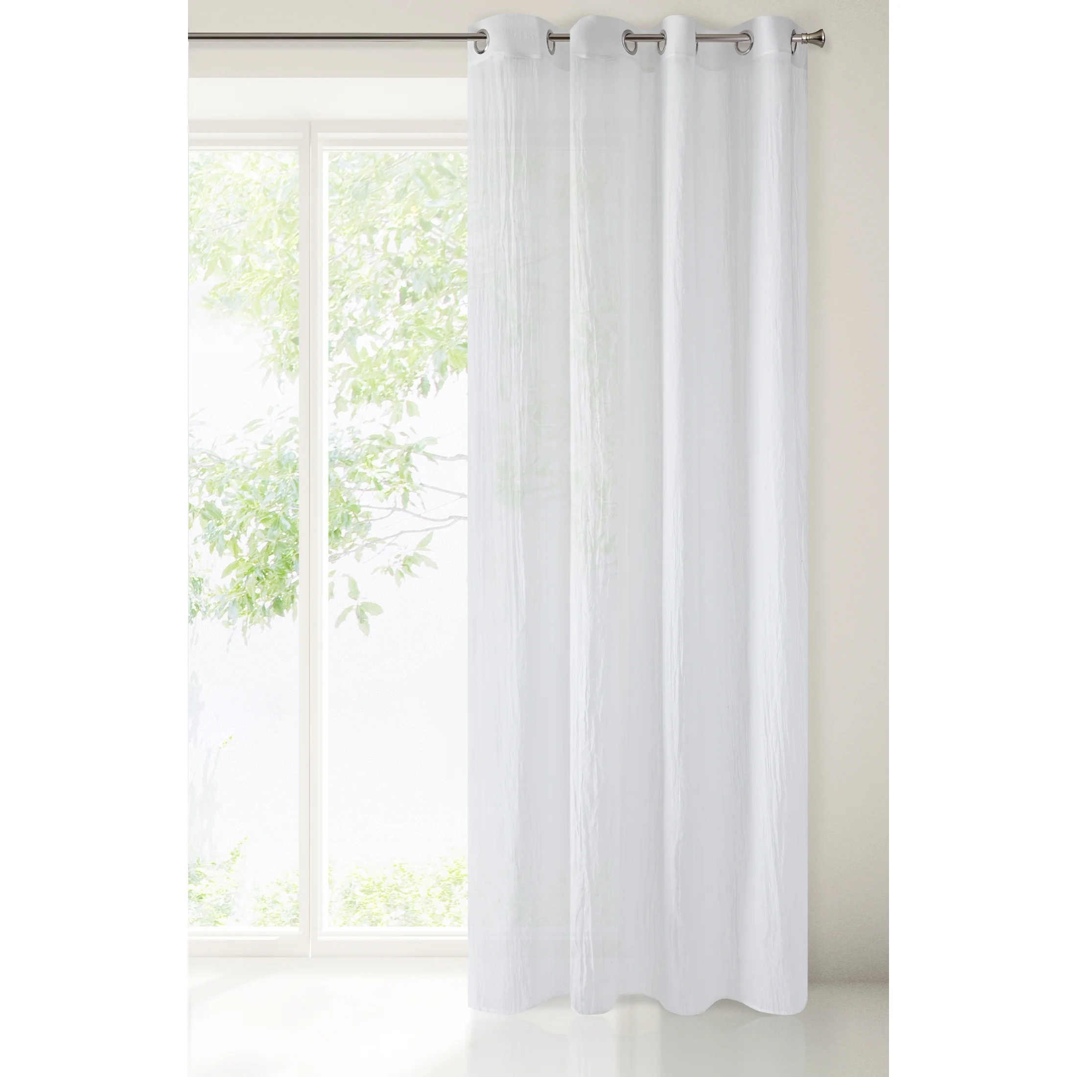 Zasłona biała z lekkiej gniecionej etaminy w stylu eko 140x250 cm przelotka - ZUHLA