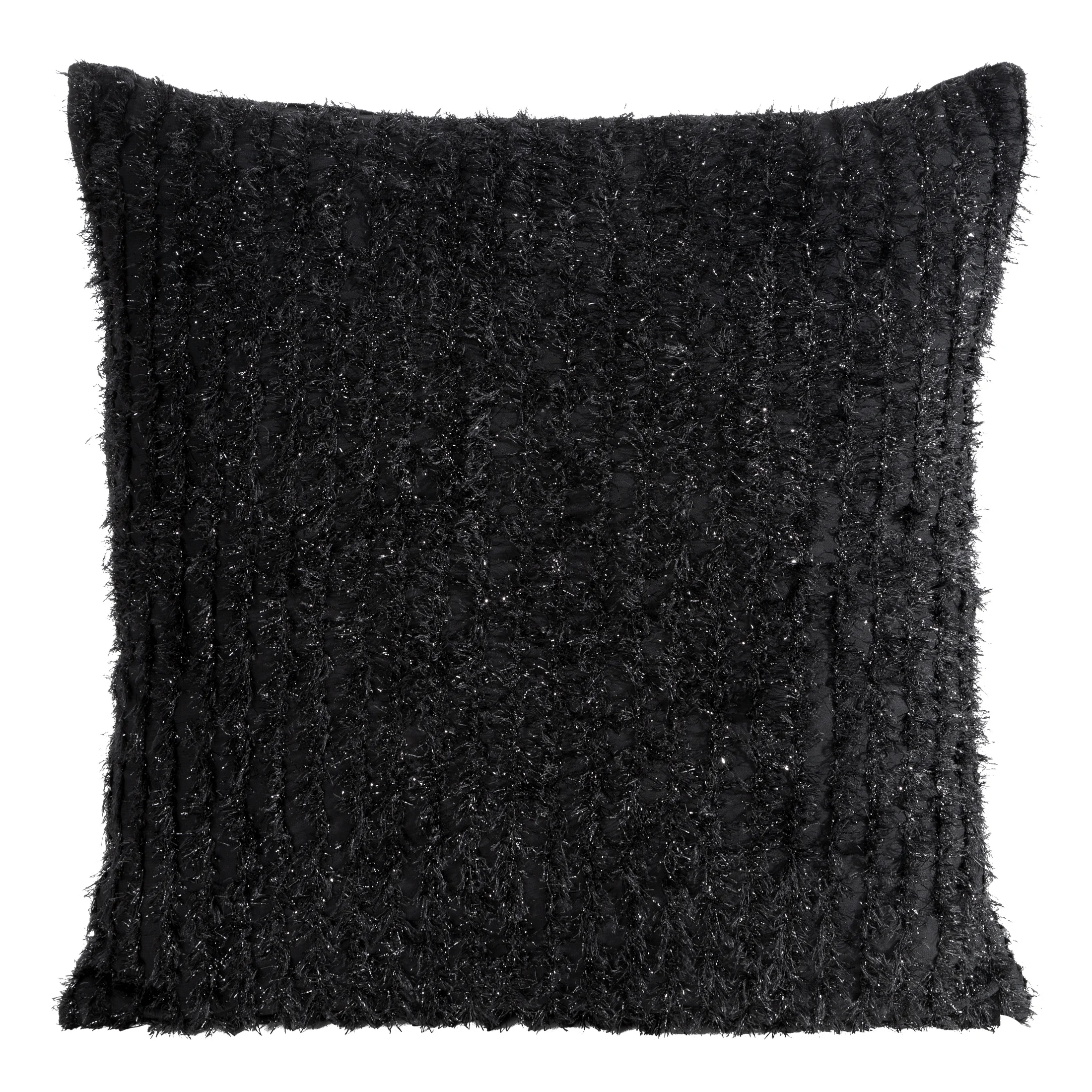 Poszewka na poduszkę 45x45 cm z tkaniny szyfonowej kolor czarny zdobiona moherową nicią SELMA Eva Minge | eurofirany