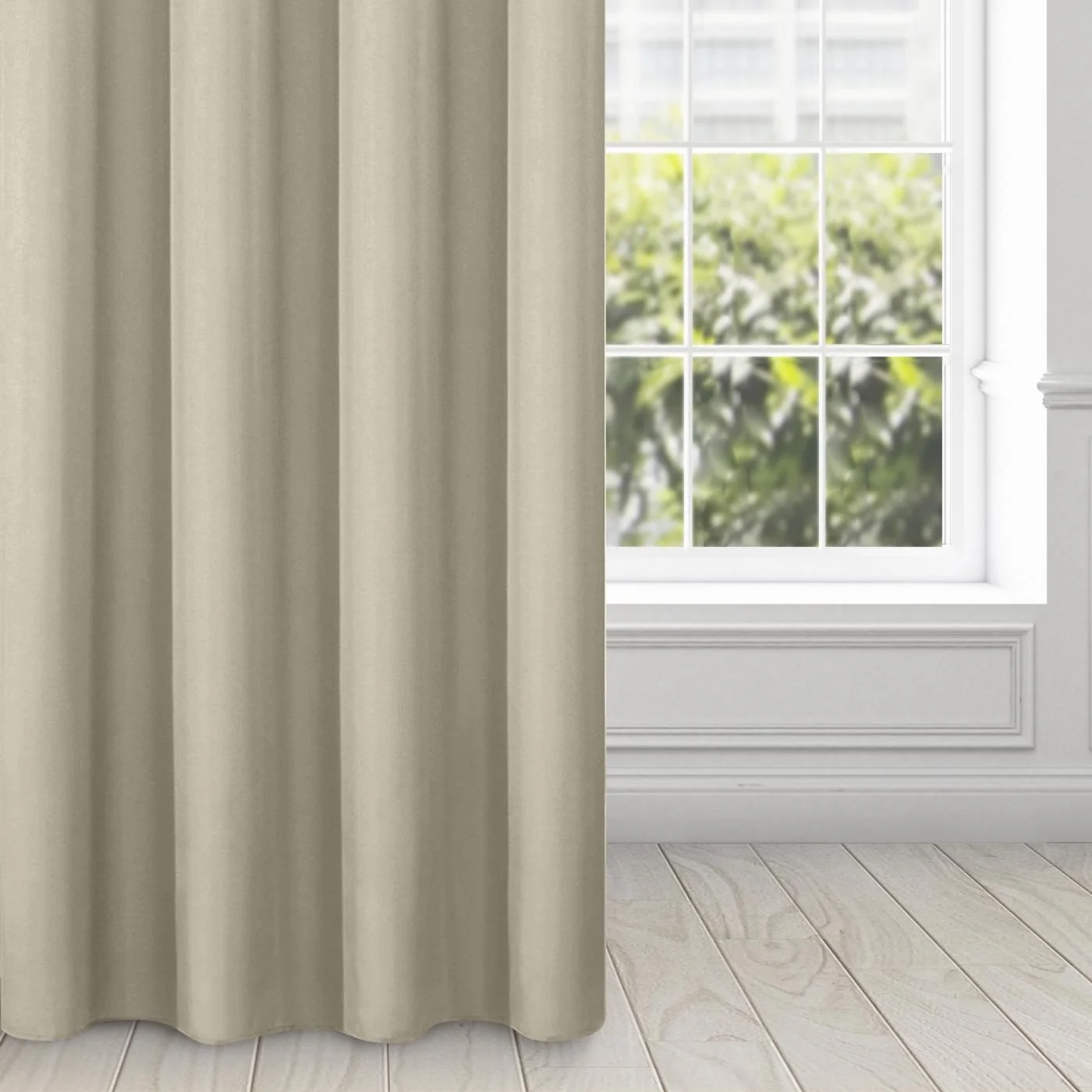 Zasłona ciemnobeżowa z matowej gładkiej tkaniny 140x250 cm przelotka - RITA | eurofirany