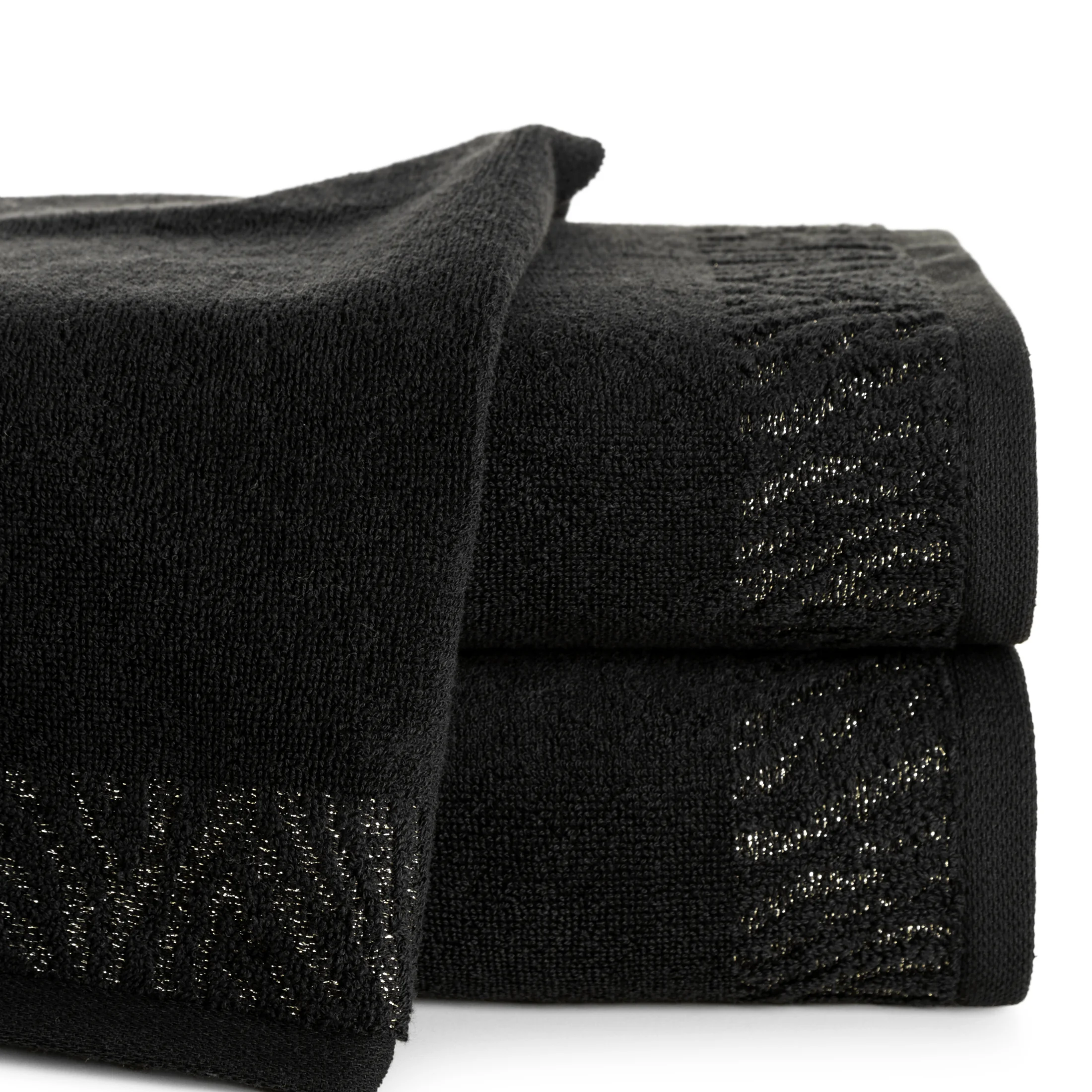 Ręcznik do rąk 30x50 cm bawełniany kolor czarny z ozdobną błyszczącą bordiurą 500 g/m2 MARGO