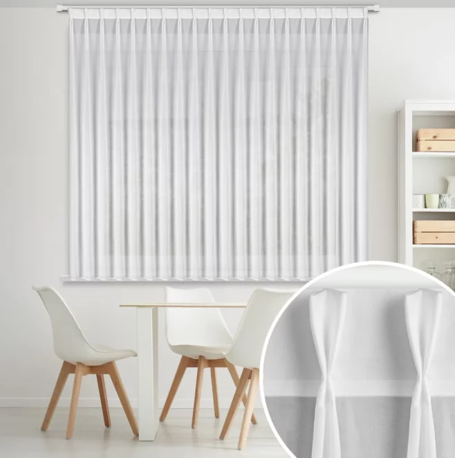 Firana biała z szyfonu 230x170 cm (wymiar podany na gotowo) systemem flex - RUBY