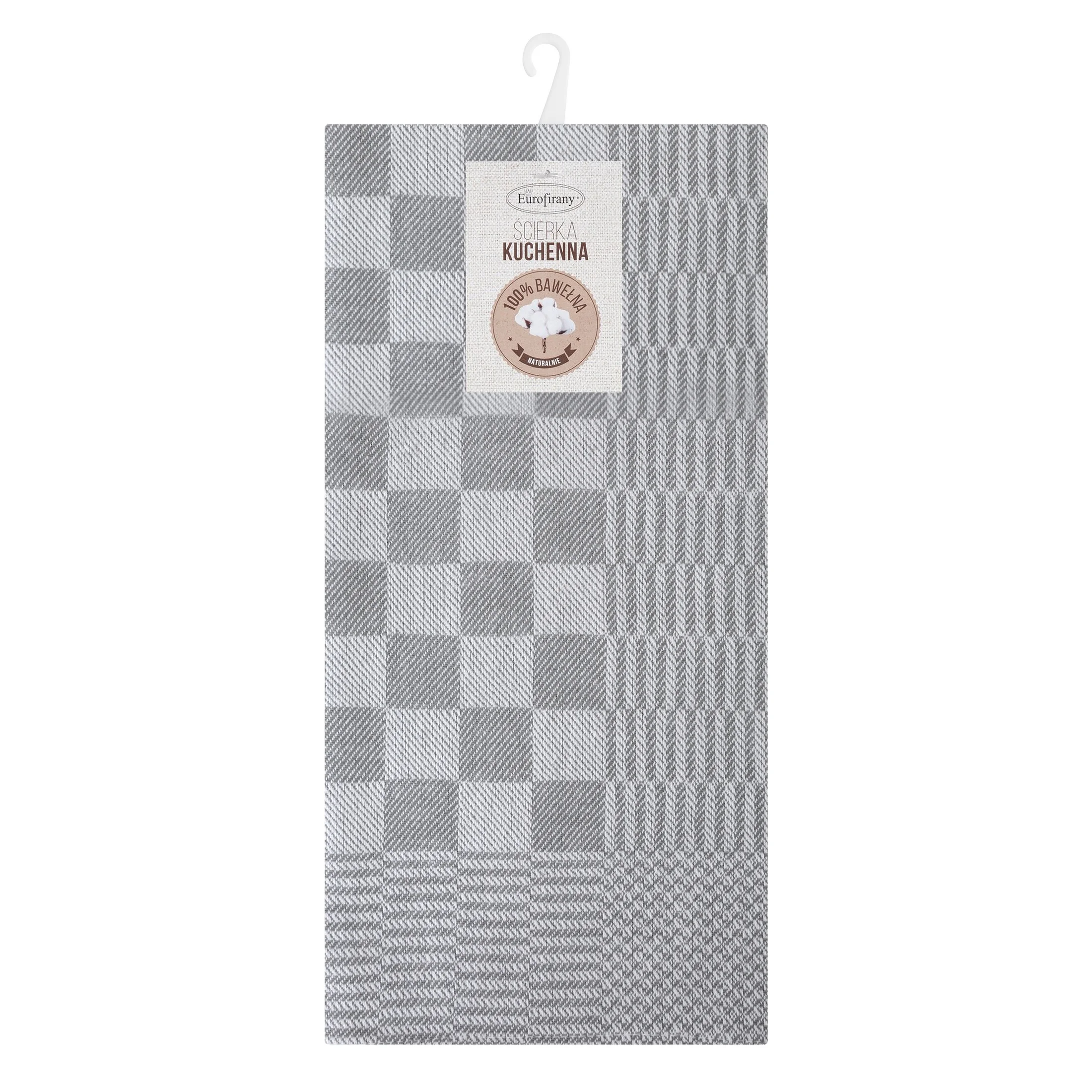 Komplet ściereczek kuchennych 2szt 50x70 cm bawełniany kolor srebrny zdobionych motywem szachownicy 200 g/m2 MAURO