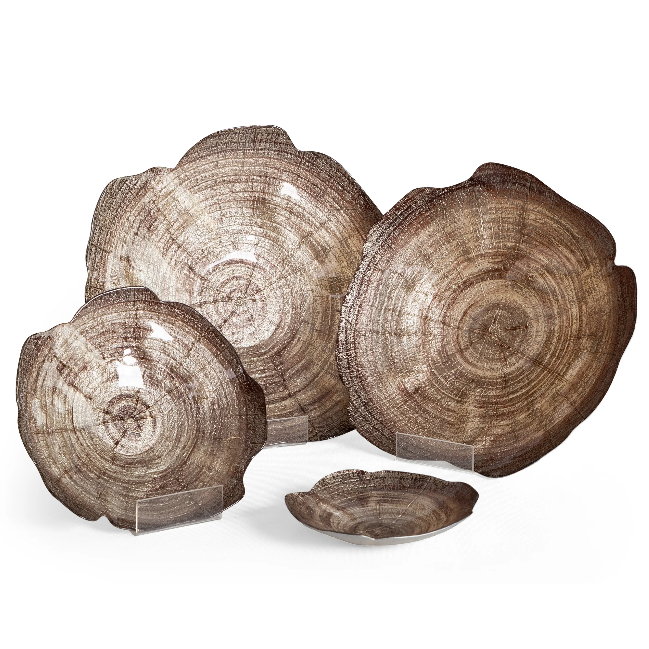 Misa PARI ze szkła artystycznego z motywem drewnianych słojów
