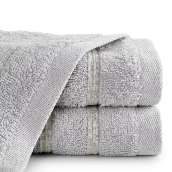 Ręcznik do rąk 30x50 cm bawełniany kolor srebrny w błyszczące paseczki AMIRA