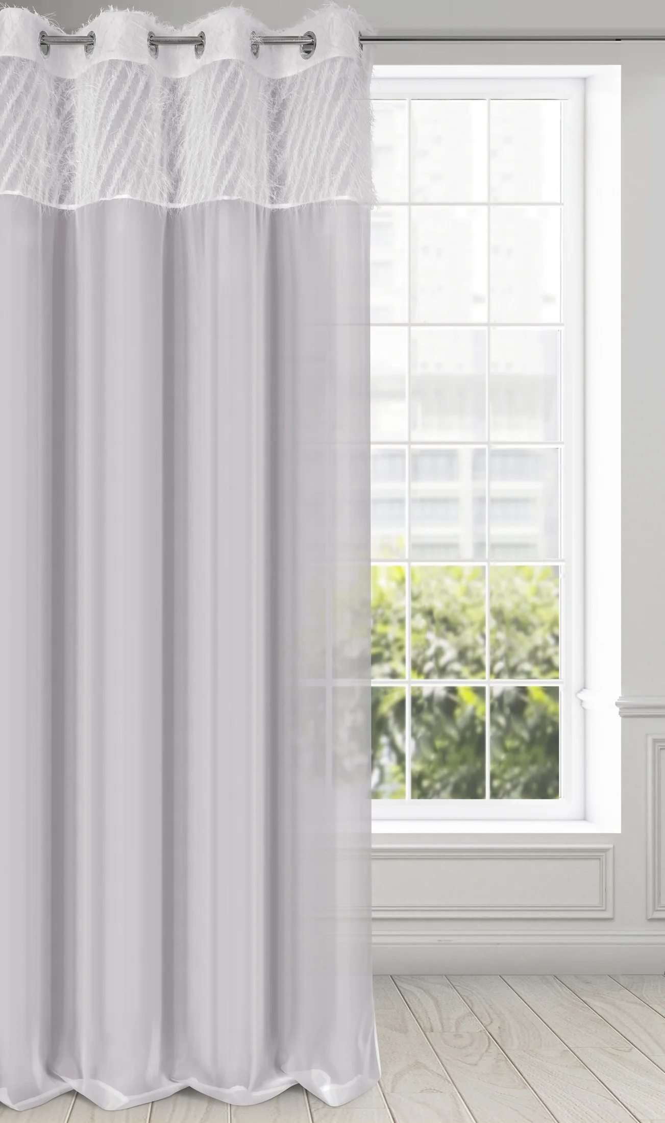 Zasłona jasnoszara w stylu glamour 140x250 cm przelotka - AMIRA