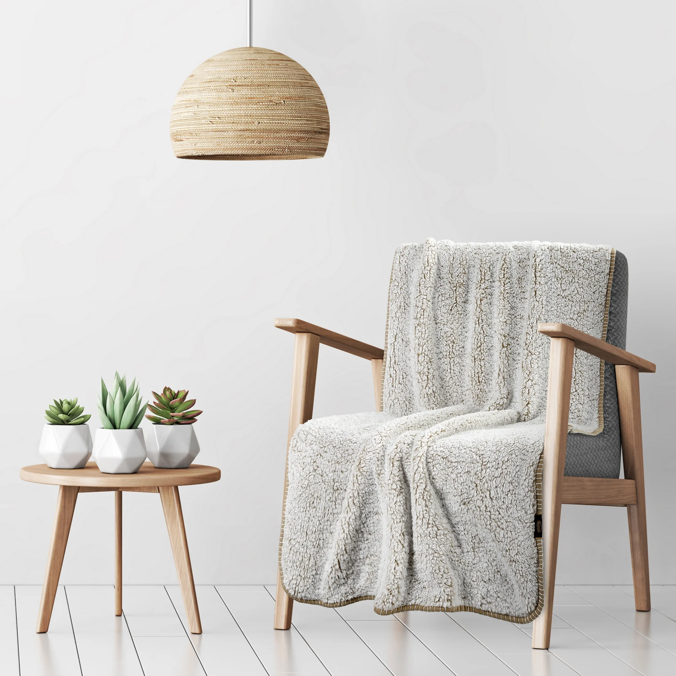 Narzuta, koc bukla na fotel 70x160 cm beżowo, biały z miękkiej tkaniny KOALA Eurofirany Premium | eurofirany