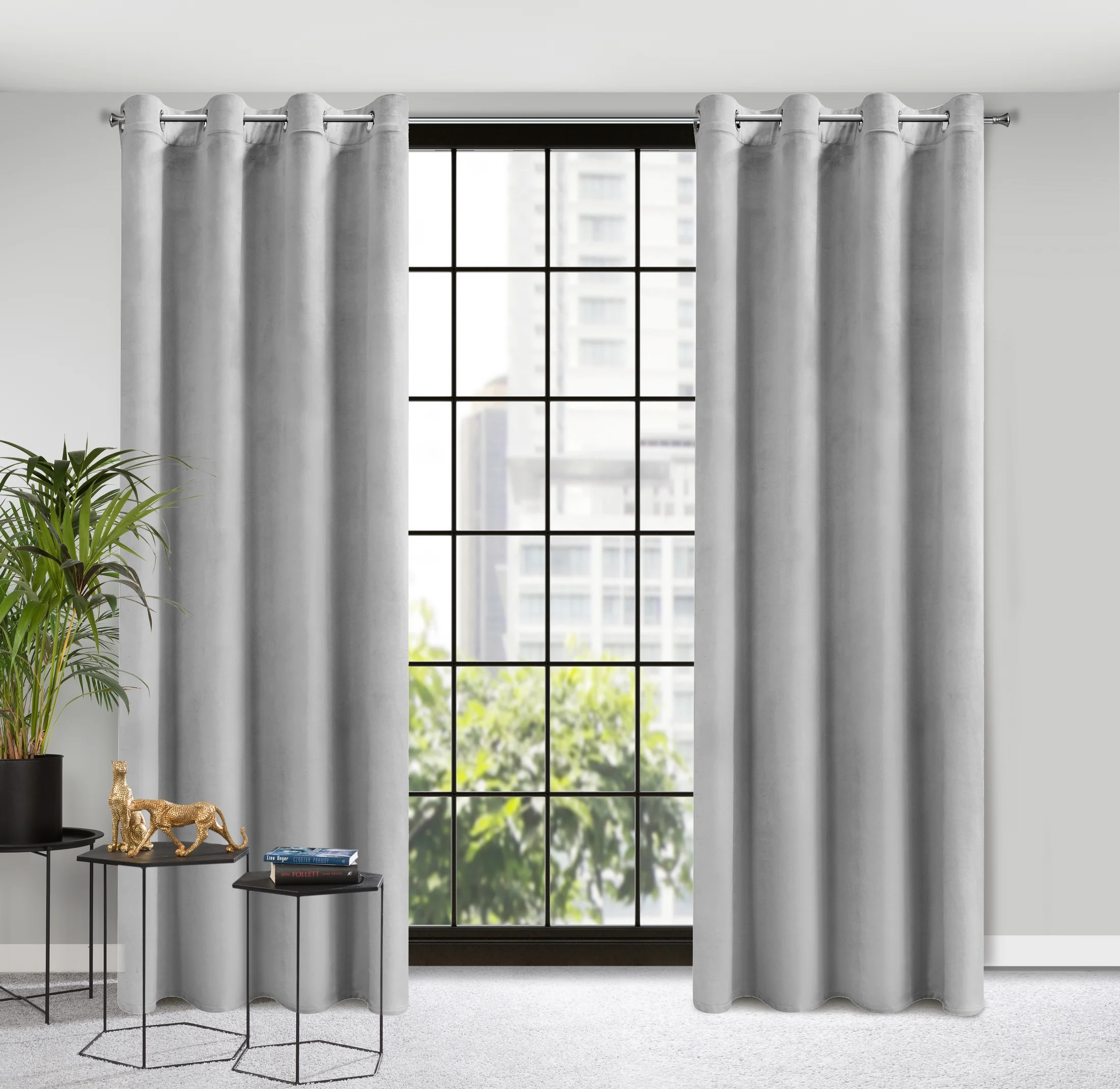 Zasłona welwetowa srebrna 140x250 cm przelotka - ROSA - Design 91