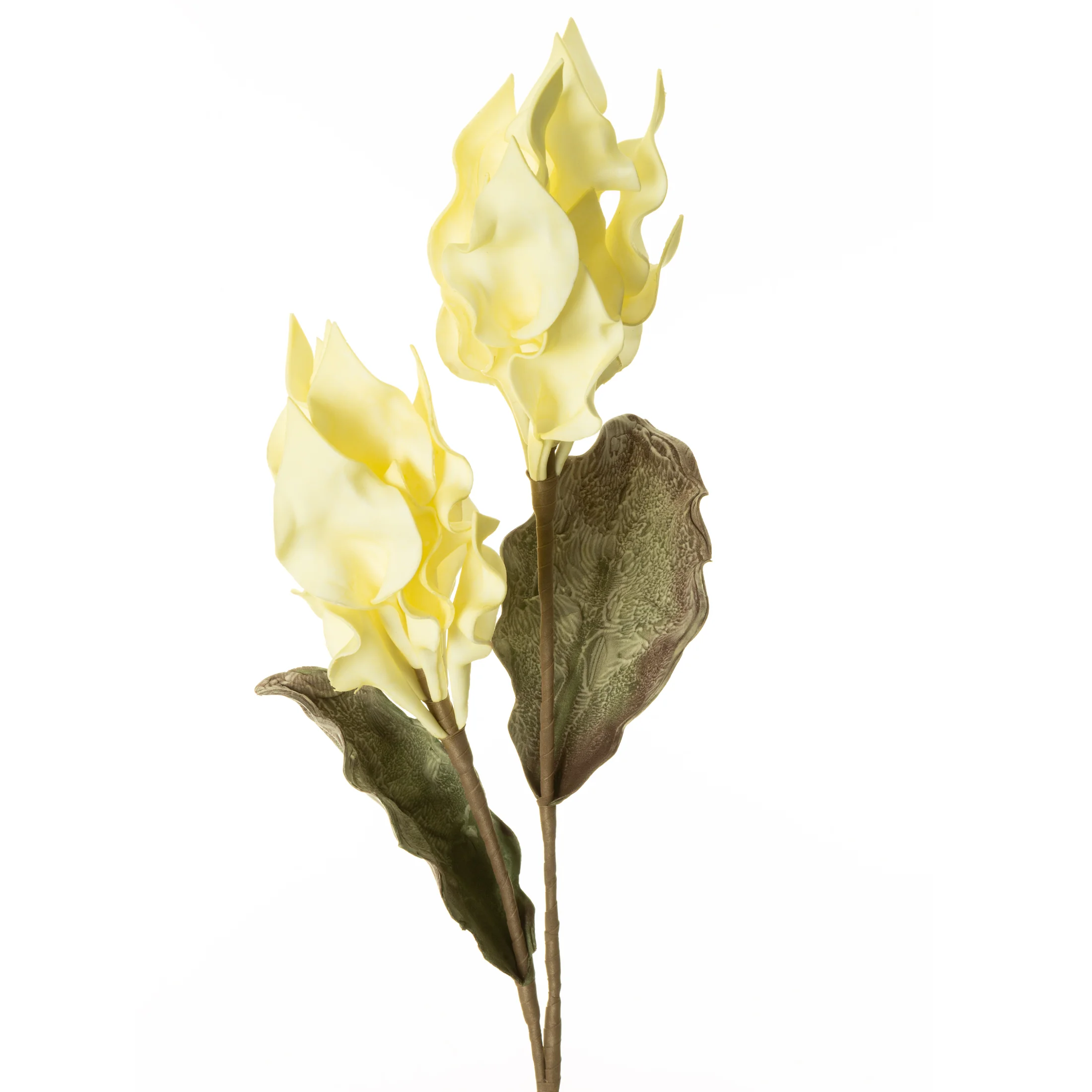 Kwiat sztuczny kremowo, żółty z plastycznej pianki foamirian 100 cm