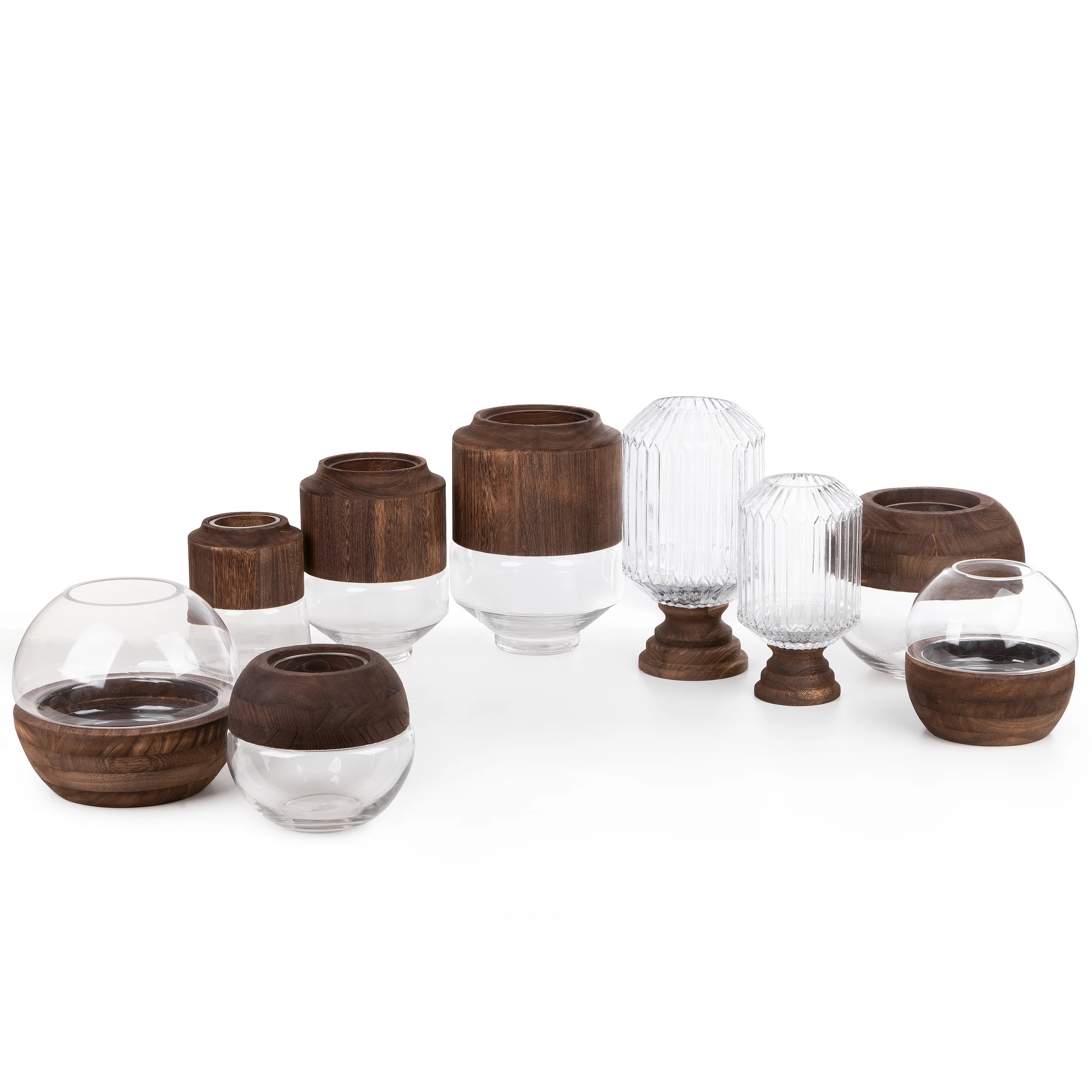 Wazon dekoracyjny GRACE ze szkła i drewna