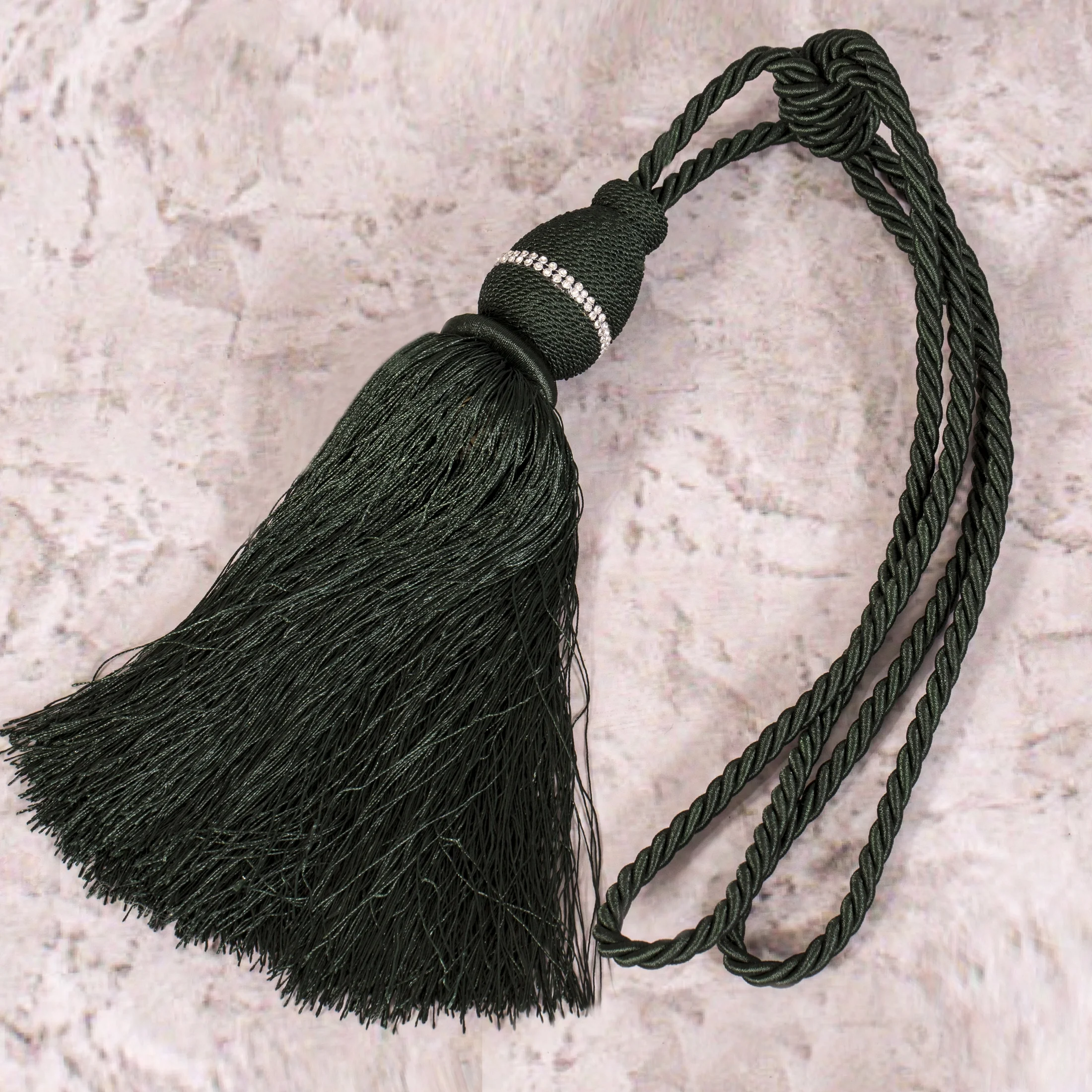 Dekoracyjny sznur do zasłon ANITA upinacz z ozdobnym chwostem i kryształkami