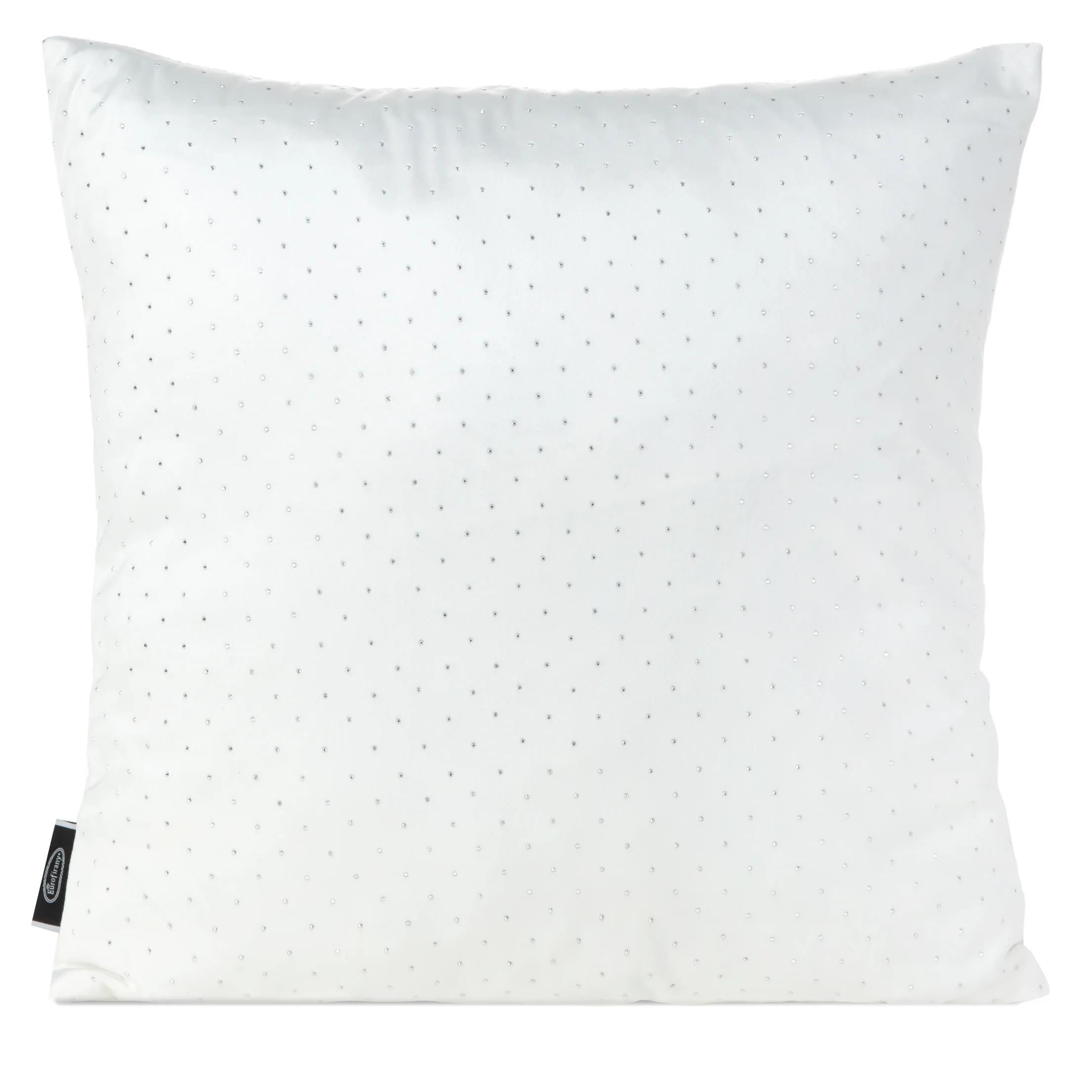 Poszewka na poduszkę 45x45 cm welwetowa kolor biały zdobiona diamencikami ARIADNA | 