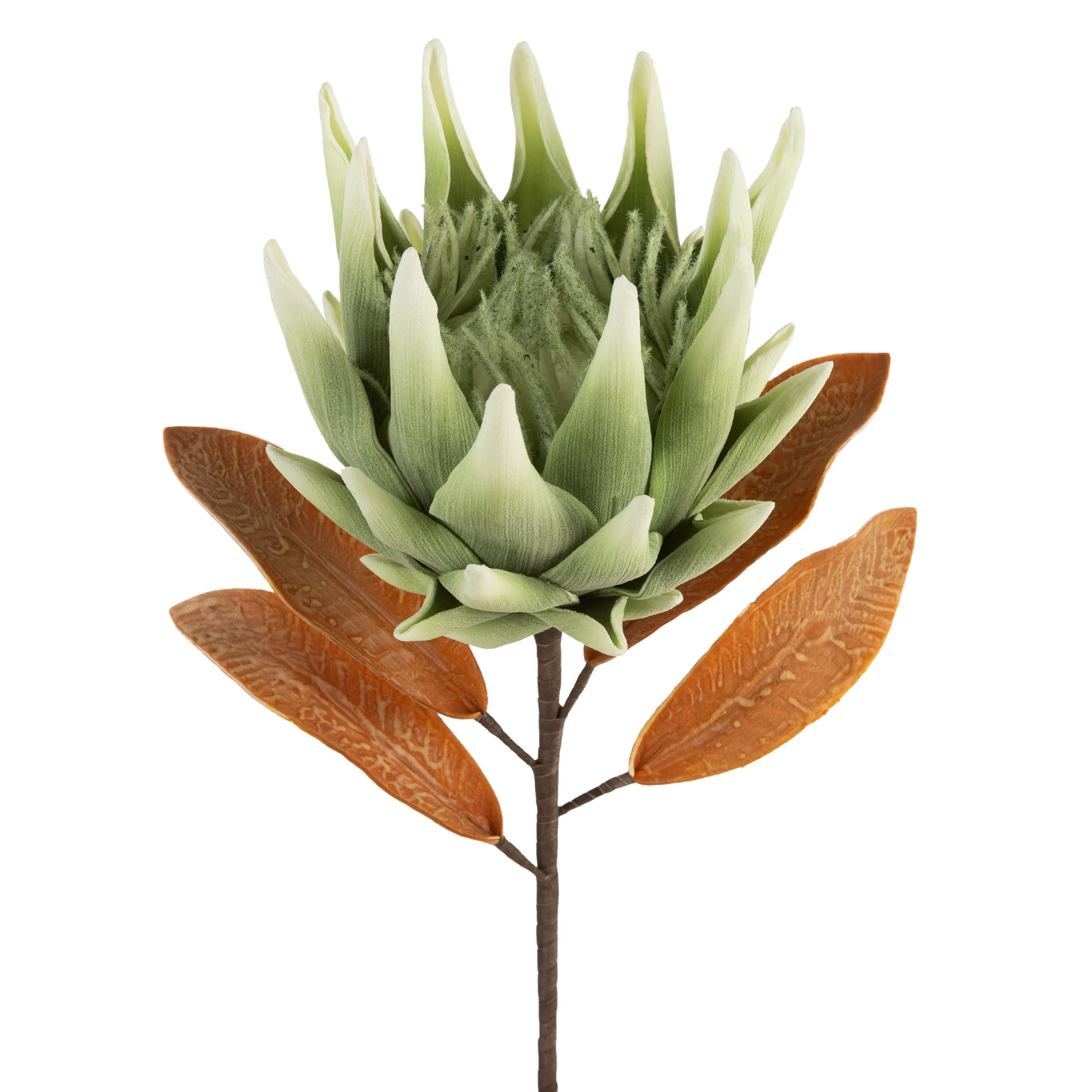 Kwiat sztuczny zielono, jasnobrązowy z plastycznej pianki foamiran 76 cm