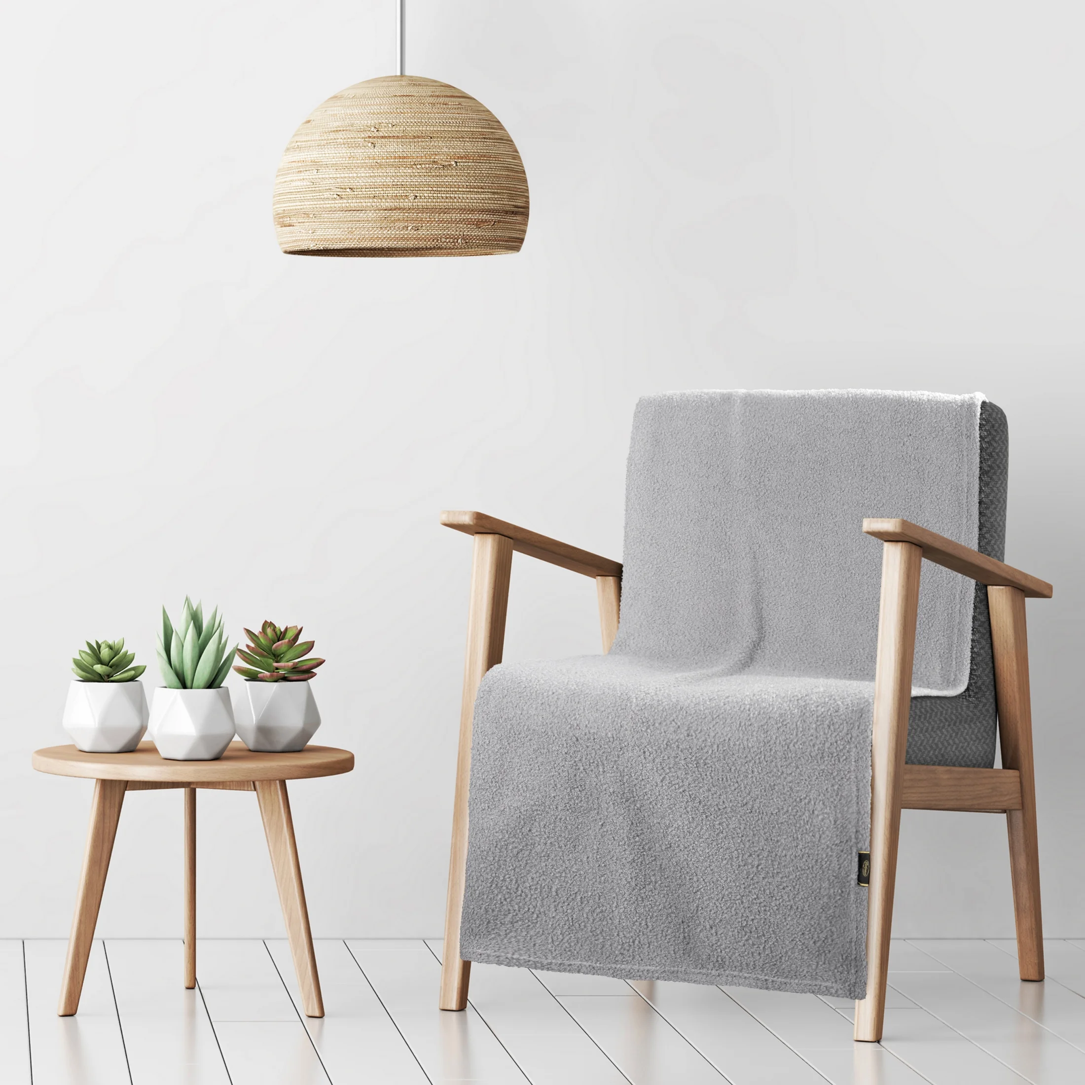 Narzuta na fotel 70x160 cm srebrna o miękkiej strukturze BUKLA | eurofirany