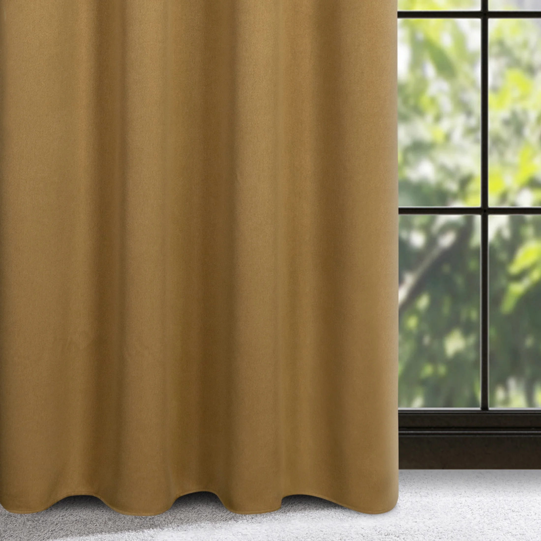 Zasłona miodowa zaciemniająca o strukturalnym wzorze 130x300 cm taśma - CARLO |