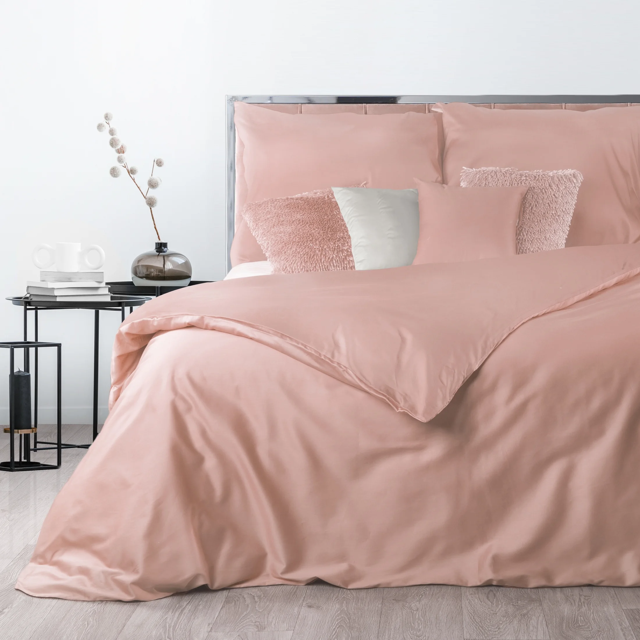Pościel 160x200 cm gładka z makosatyny bawełnianej kolor pudrowy róż DELIA Reina Line | eurofirany