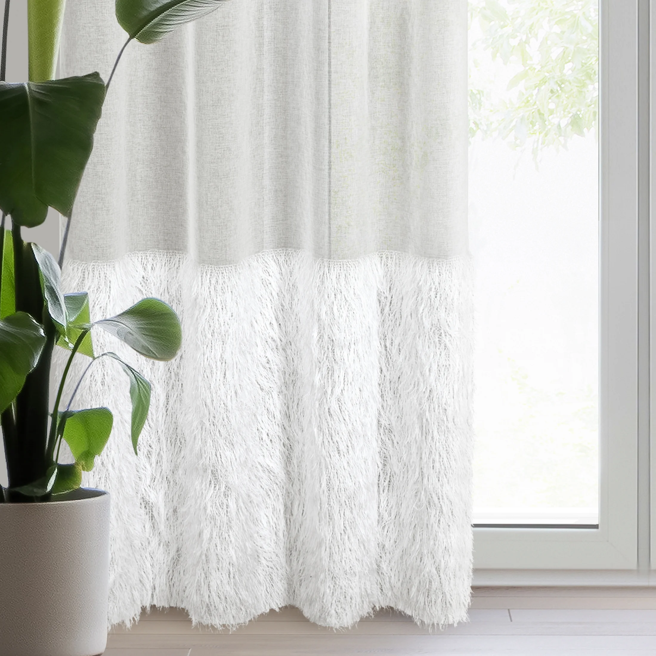 Firana kremowa zdobiona błyszczącą nicią 140x250 cm przelotka MARGARET 6 | eurofirany