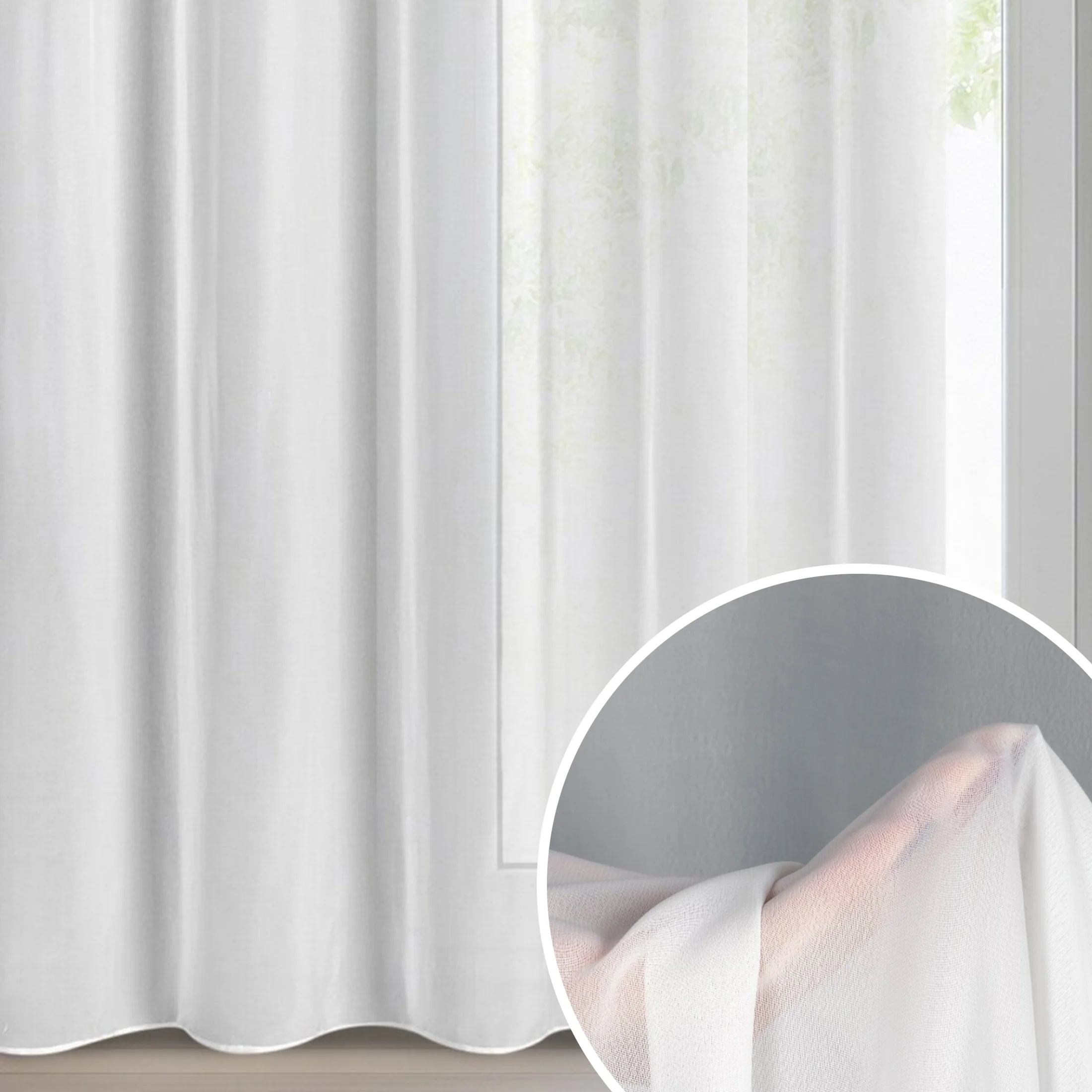 Firana biała z gładkiej matowej tkaniny szyfonowej 350x270 cm taśma - DALIA | eurofirany