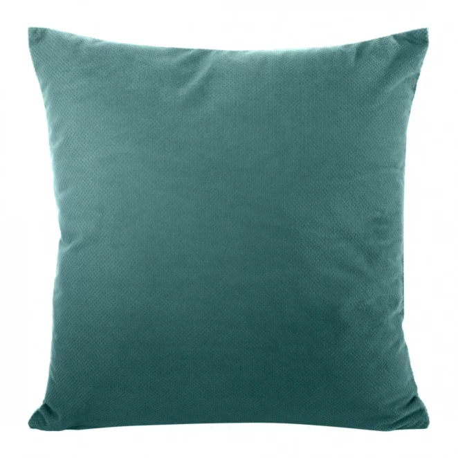 Poszewka na poduszkę 45x45 cm welwetowa turkusowa z drobnym strukturalnym wzorem MILO