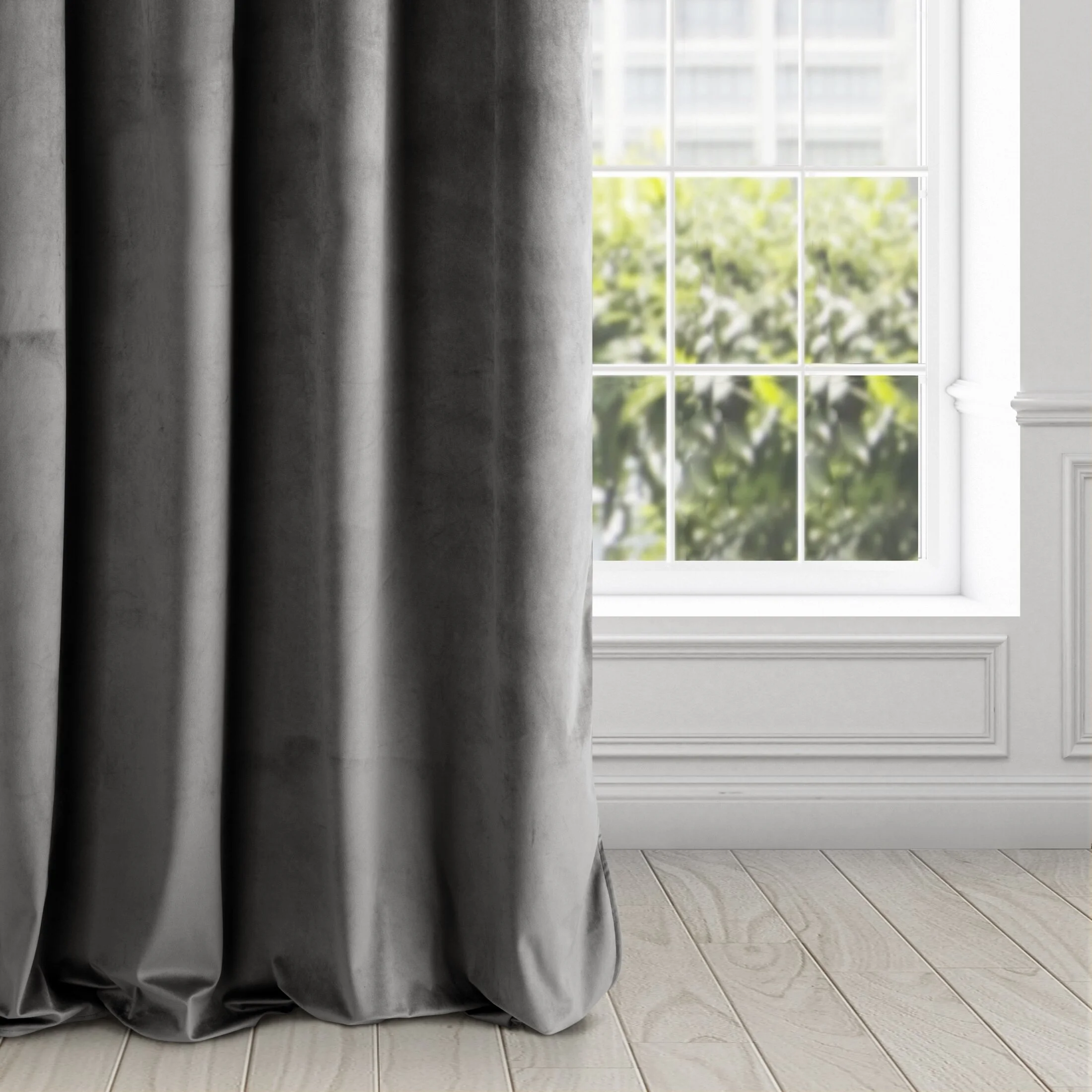 Zasłona welwetowa stalowa gładka 140x250 cm przelotka - PIERRE