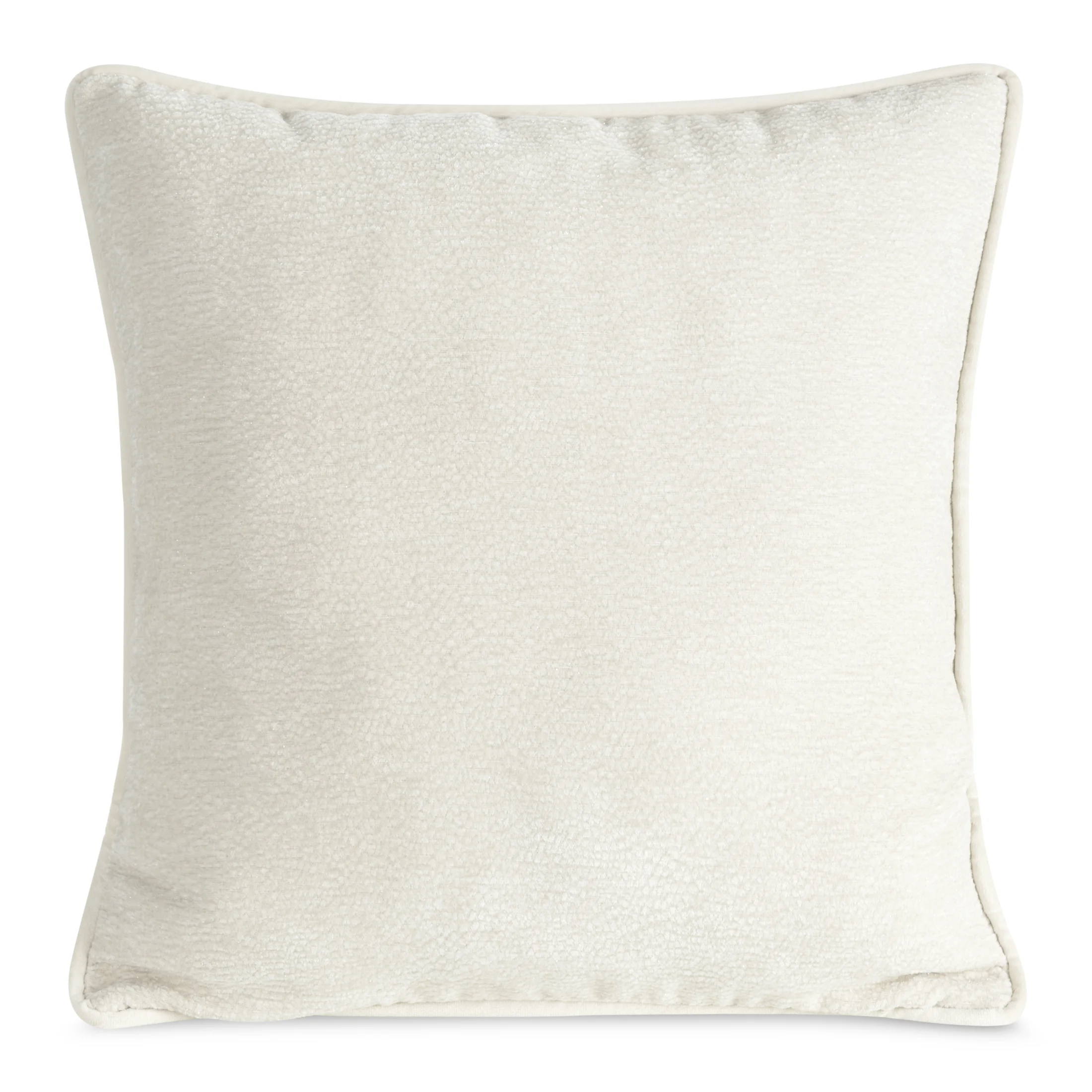 Poszewka na poduszkę 45x45 cm beżowa z szenilowej tkaniny z wypustką na brzegach KLARA 04 | eurofirany