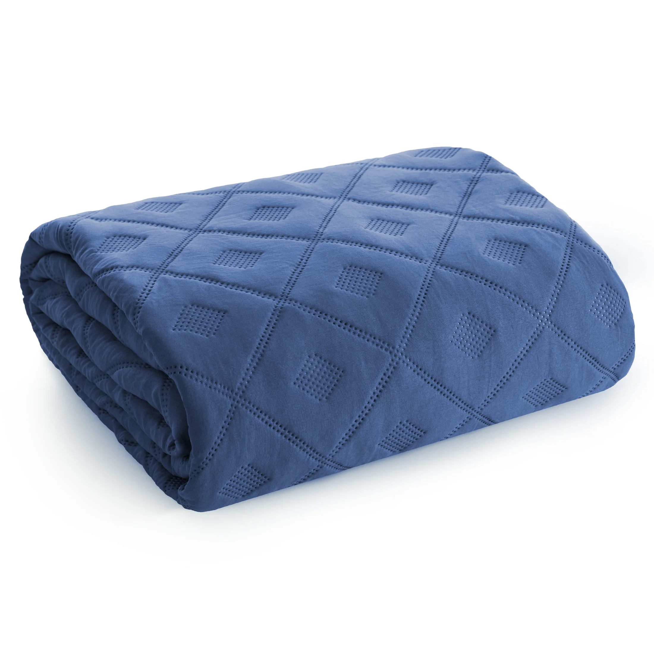 Narzuta granatowa 200x220 cm z geometrycznym wzorem wykonana techniką hot press ALARA 6 Design 91