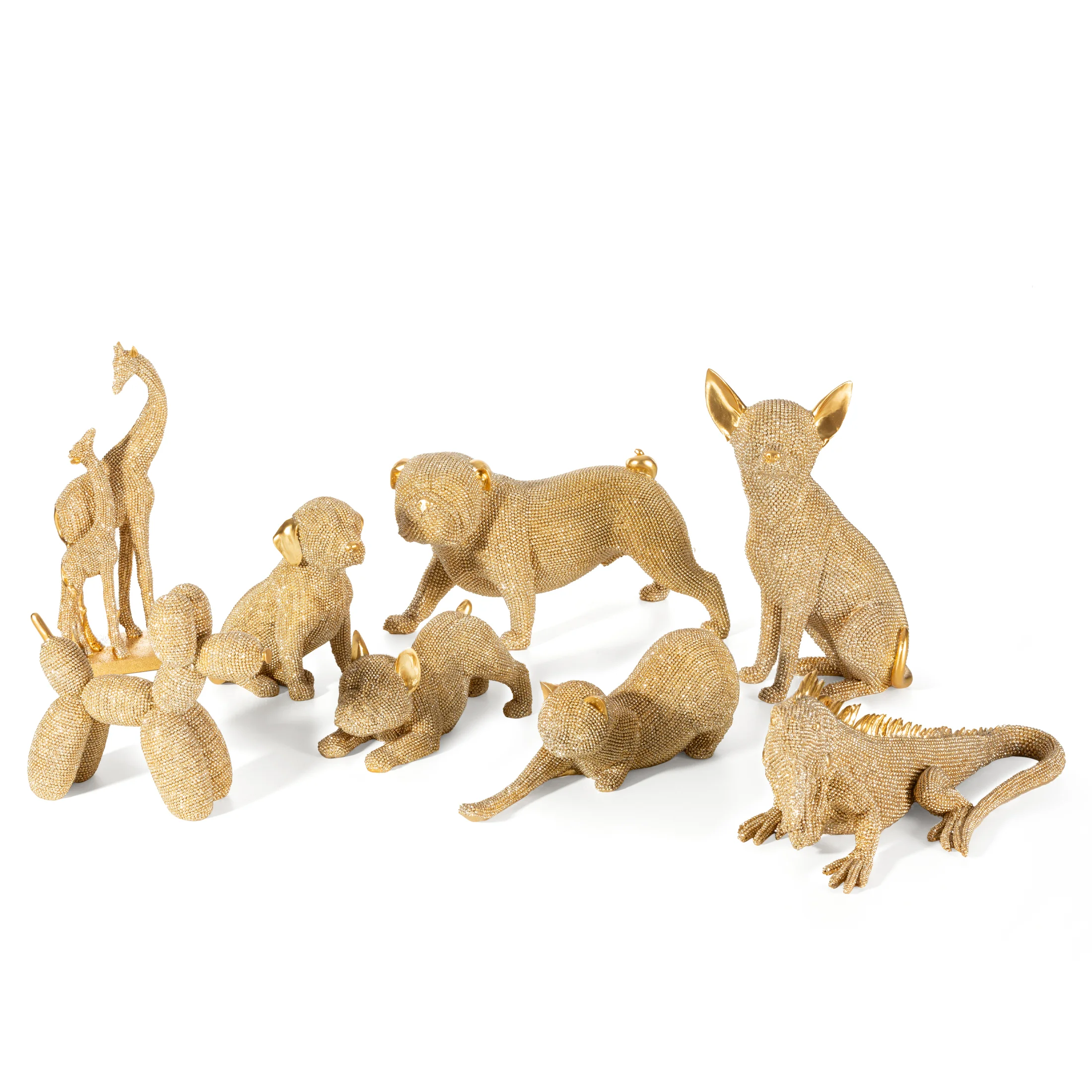 Figurka złota pies o drobnym strukturalnym wzorze 18x7x16 cm ELDO 2