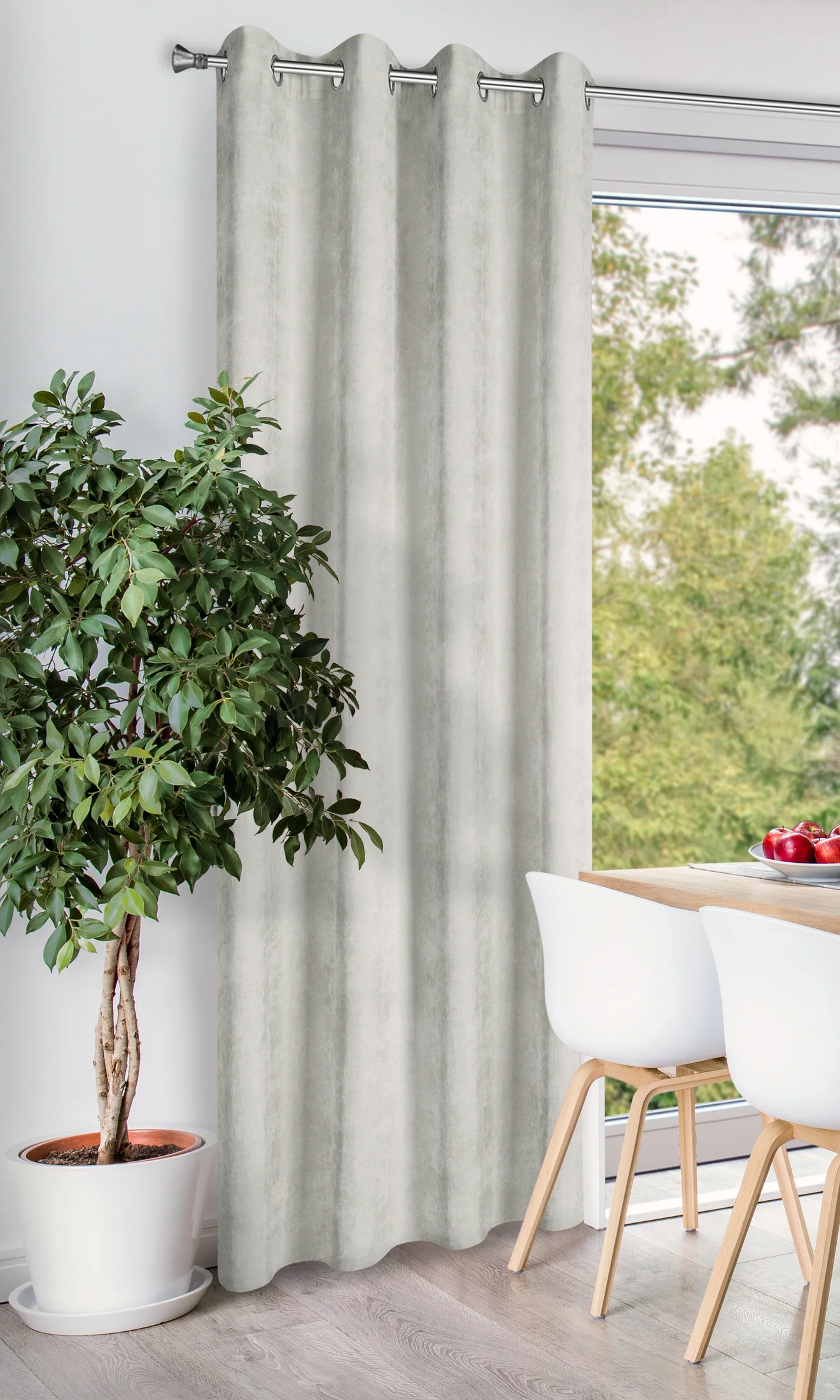 Zasłona beżowa o strukturze sztruksu 140x250 przelotka - JULIE