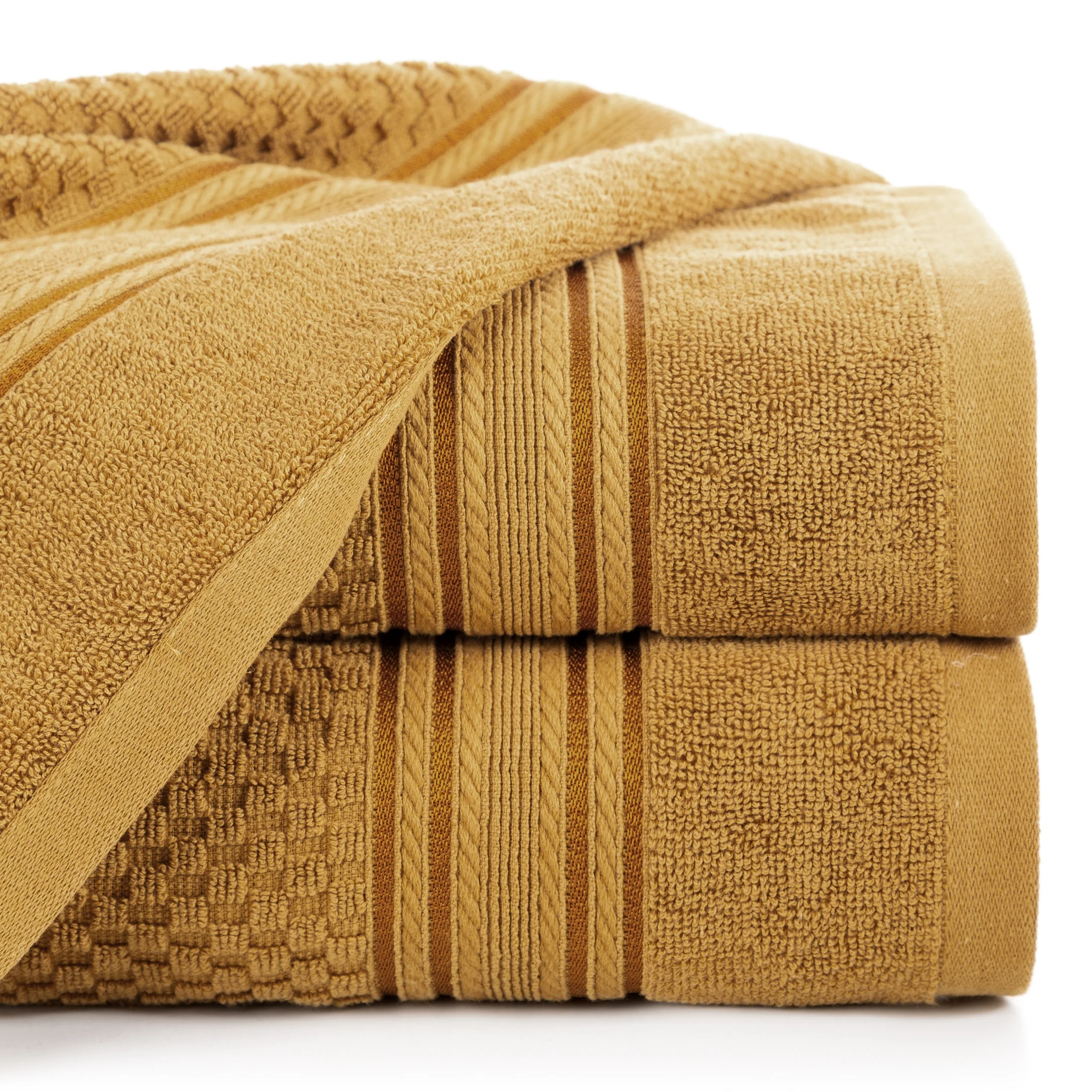 Ręcznik kąpielowy 50x90 cm bawełniany kolor miodowy zdobiony subtelnymi paseczkami 500 g/m2 DAVOS
