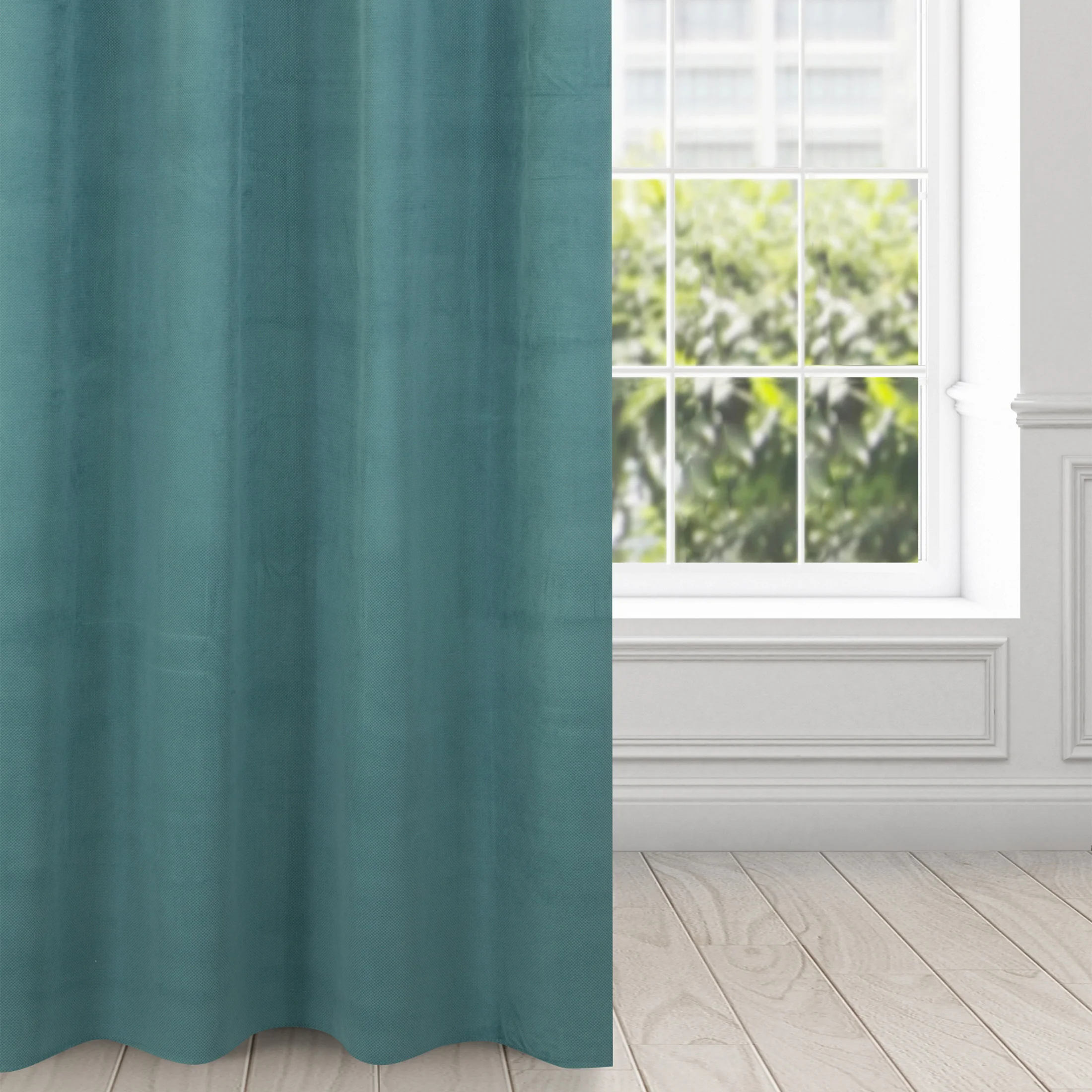 Zasłona turkusowa z matowego welwetu 140x250 cm przelotka - MILO | eurofirany