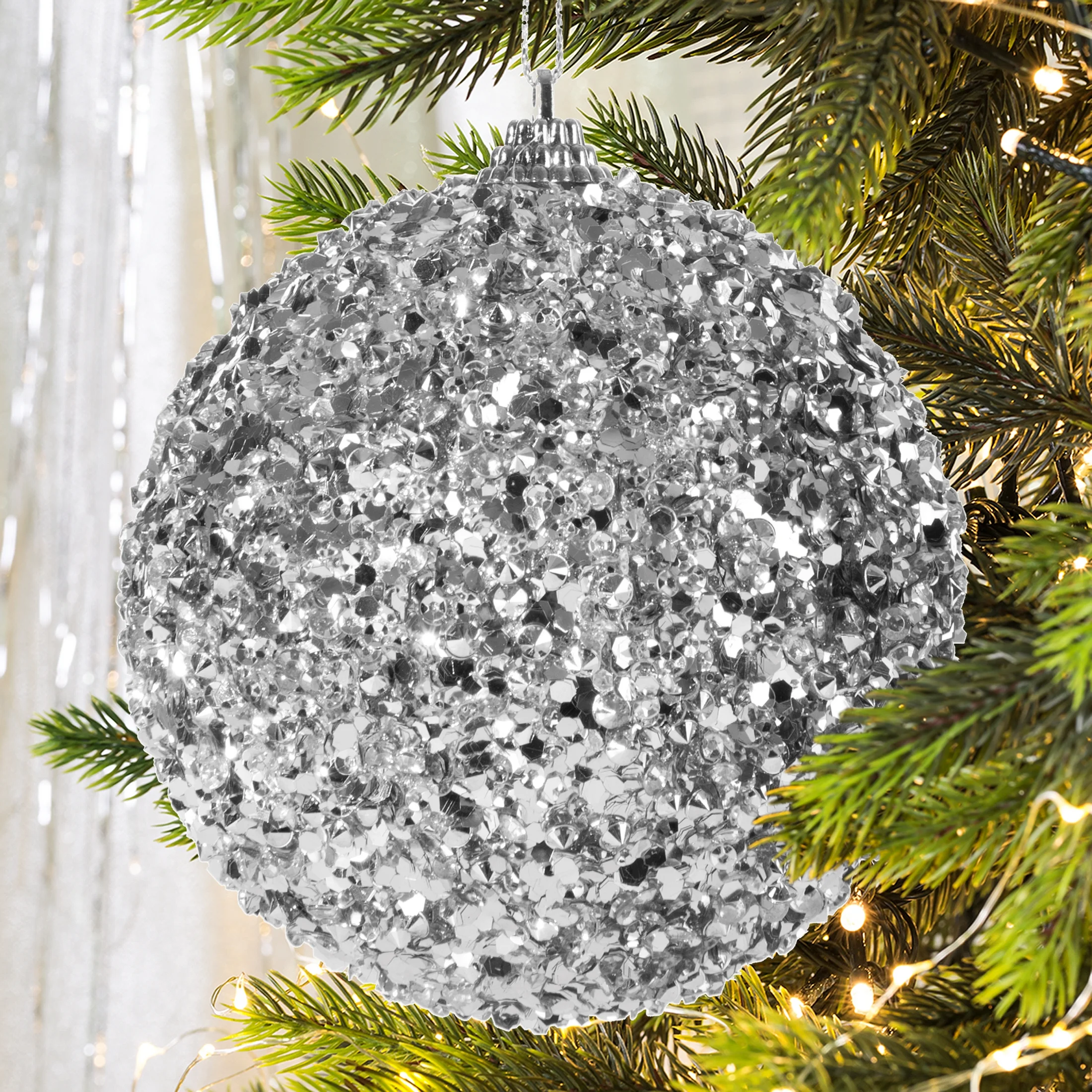 Bombka choinkowa dekorowana drobnymi cekinami | eurofirany