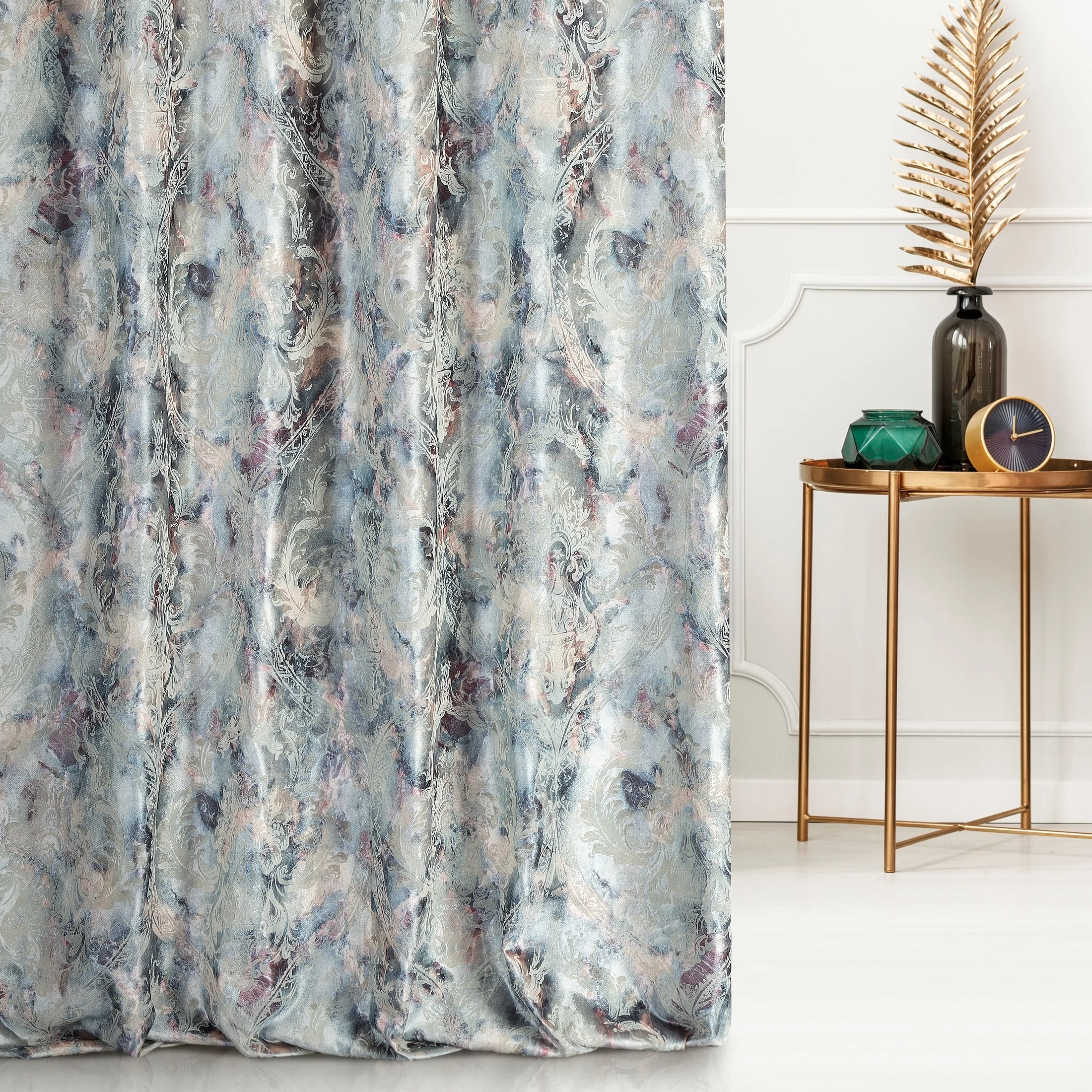 Tkanina zasłonowa z grubej welwetowej tkaniny w elegancki pastelowy wzór z kolekcji Eva Minge