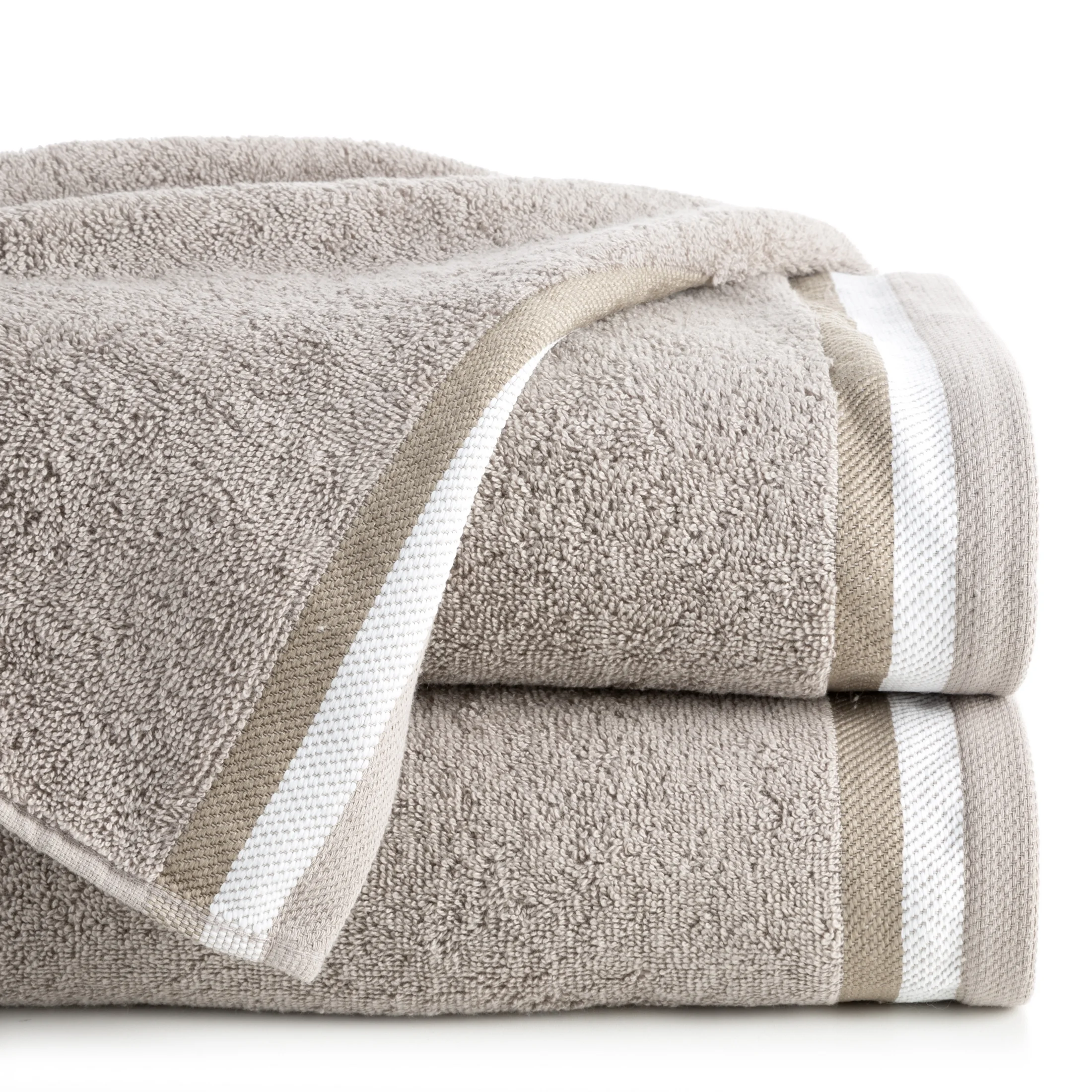 Ręcznik do rąk 30x50 cm bawełniany kolor beżowy z bordiurą w pasy 550 g/m2 NIKO