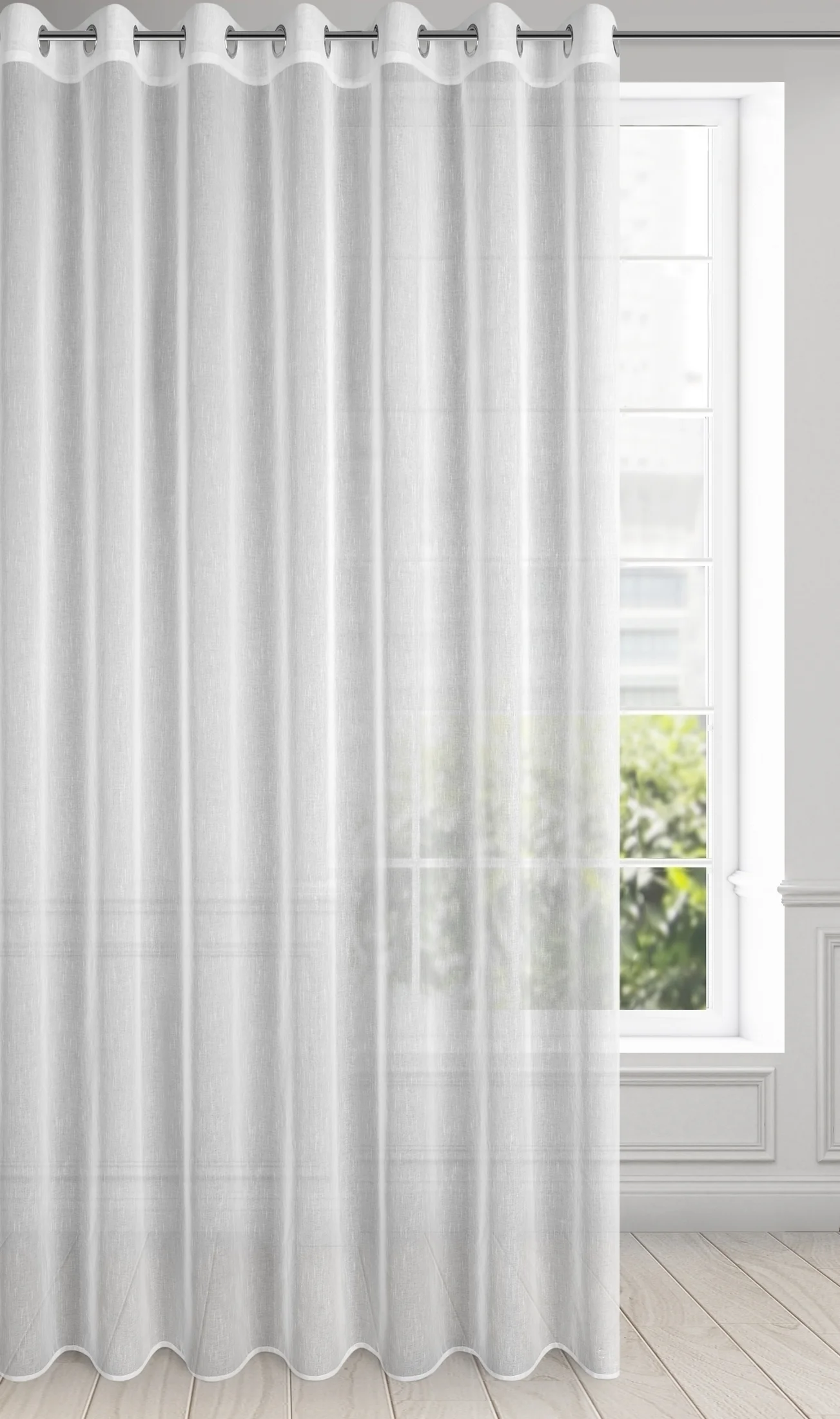 Firana biała o strukturze drobnego deszczyku 300x250 cm przelotka SONIA