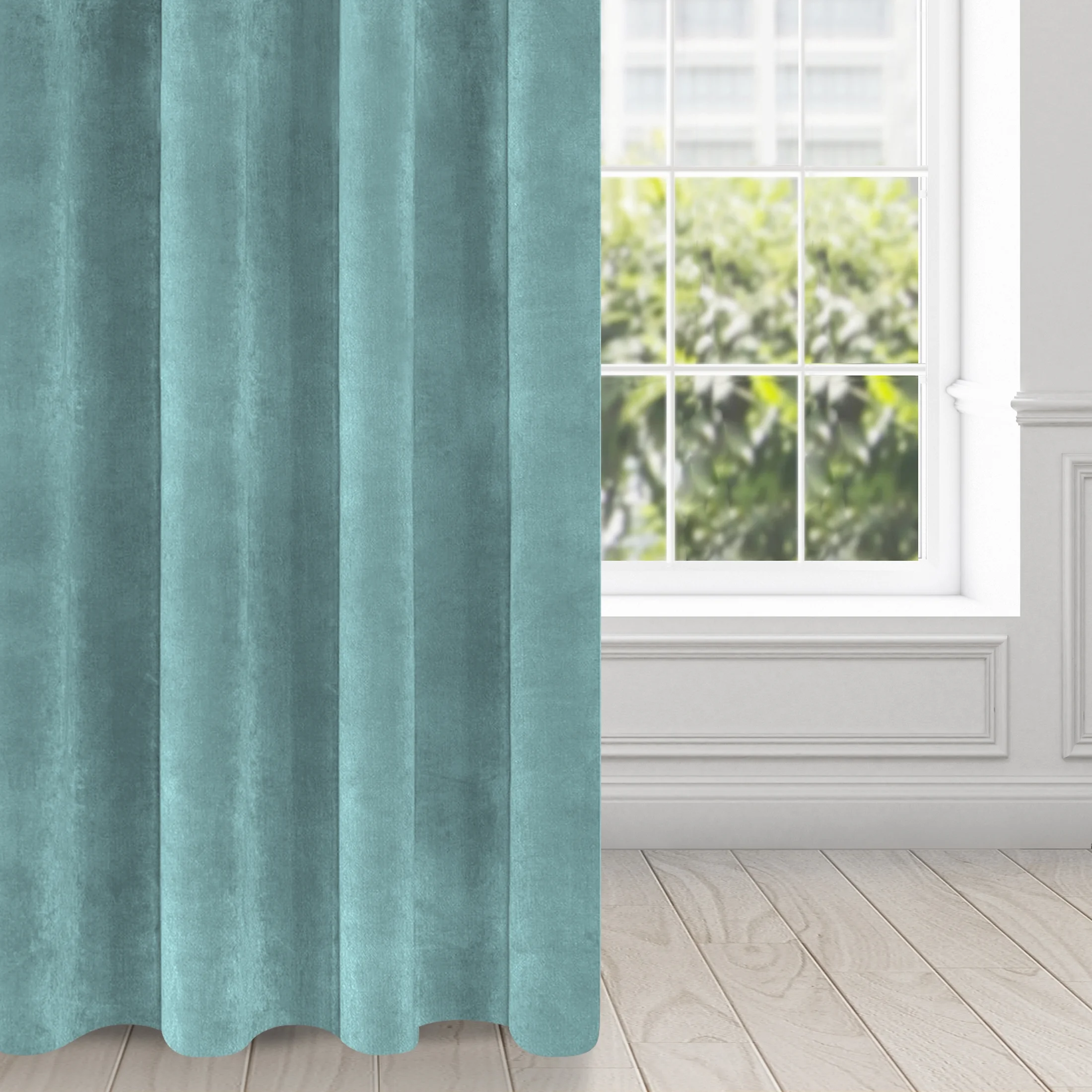 Zasłona morska z ekskluzywnego aksamitnego welwetu 290 g/m2 140x250 cm 10 szt. przelotek - RIA - Diva Line