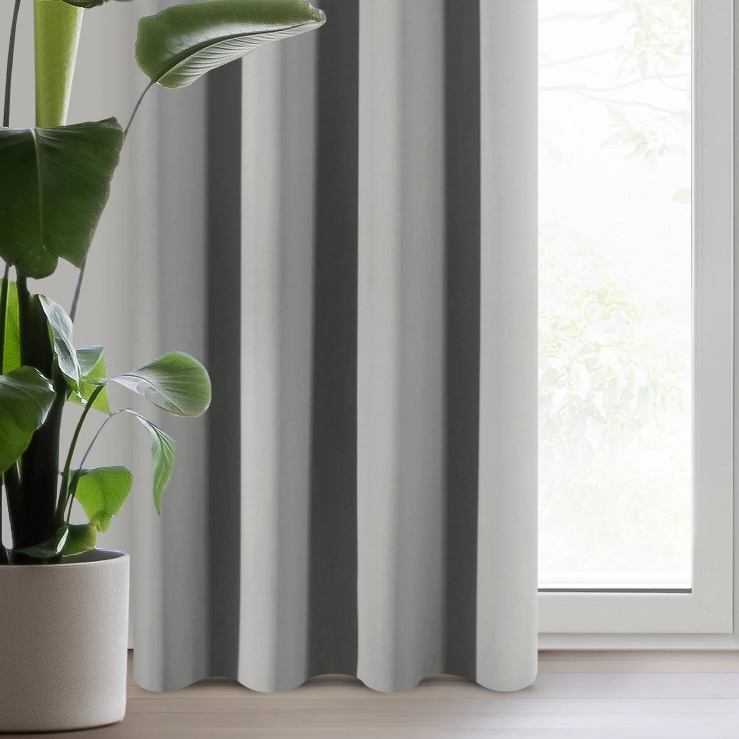 Zasłona srebrna z tkaniny typu dimout 140x250 cm przelotka - NERISA