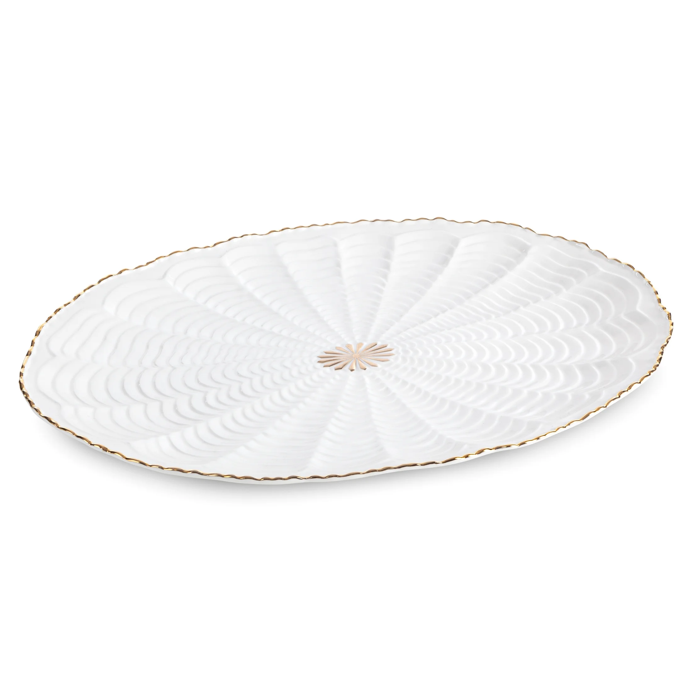 Patera dekoracyjna GAIA z wypukłym wzorem i złotymi akcentami