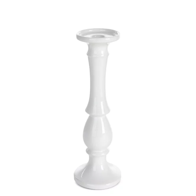 Świecznik ceramiczny dekoracyjny biały o prostym kształcie średnica 10x32 cm JOLY