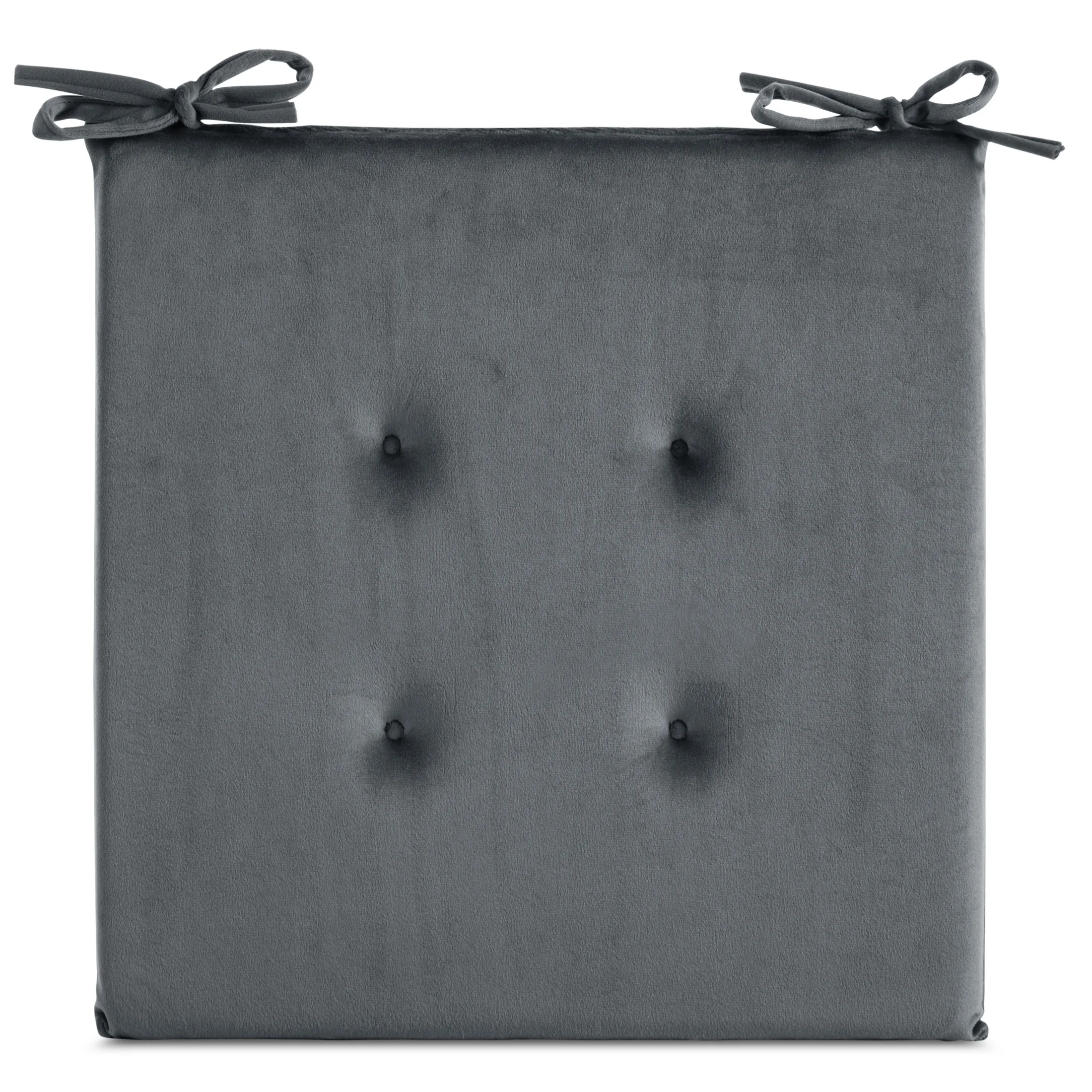 Poduszka na krzesło 40 x 40 x 3 cm welwetowa stalowa z ozdobnym pikowaniem i praktycznymi troczkami GAJA